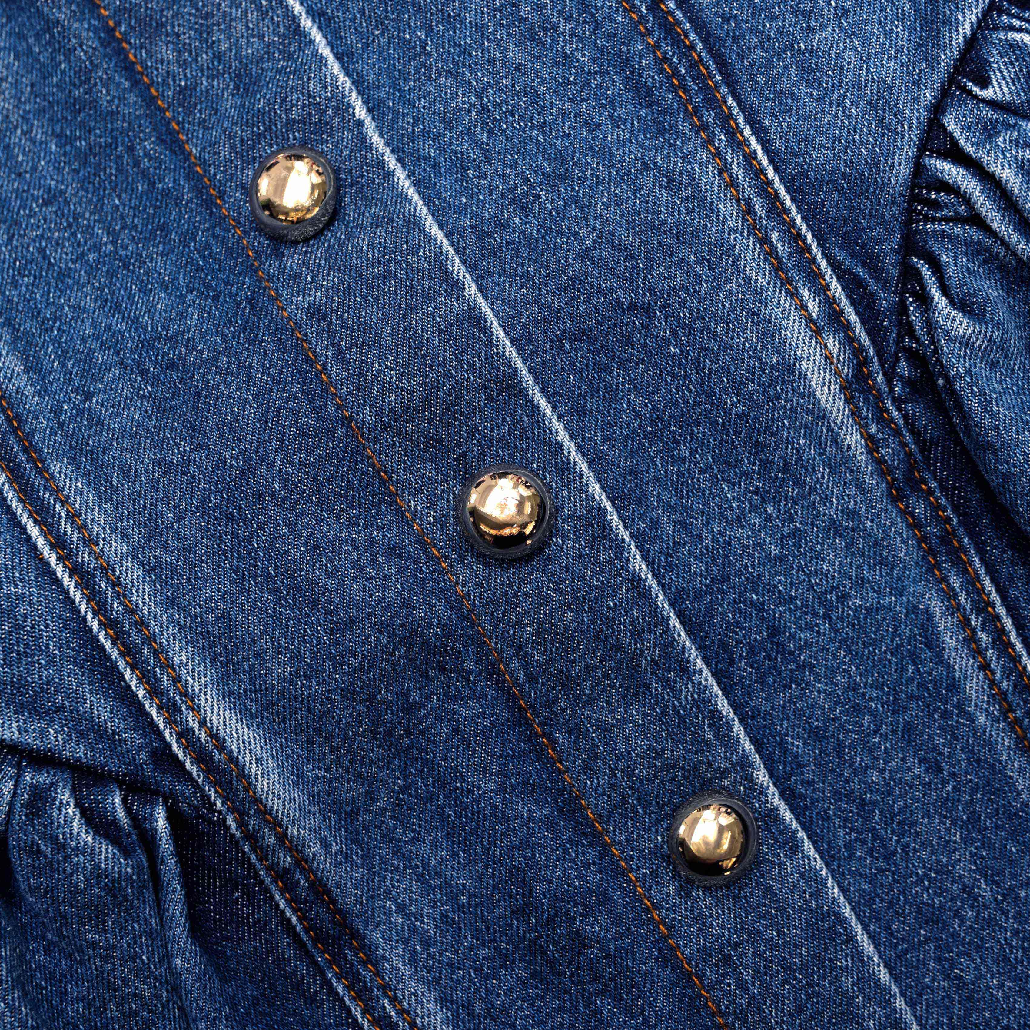 Flared Denim Mini Dress - Image 5
