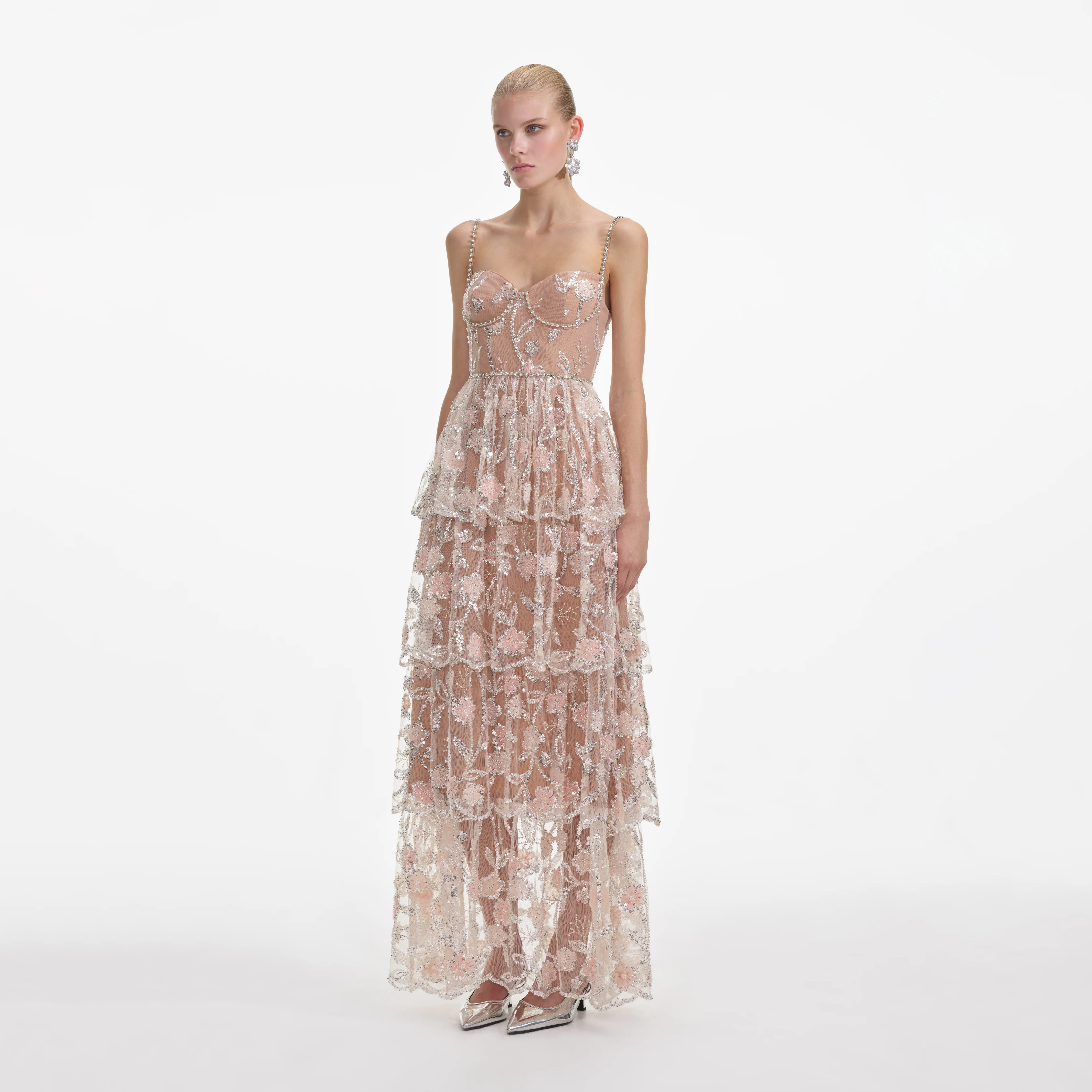 Flower Sequin Tier Maxi Dress - Image 2