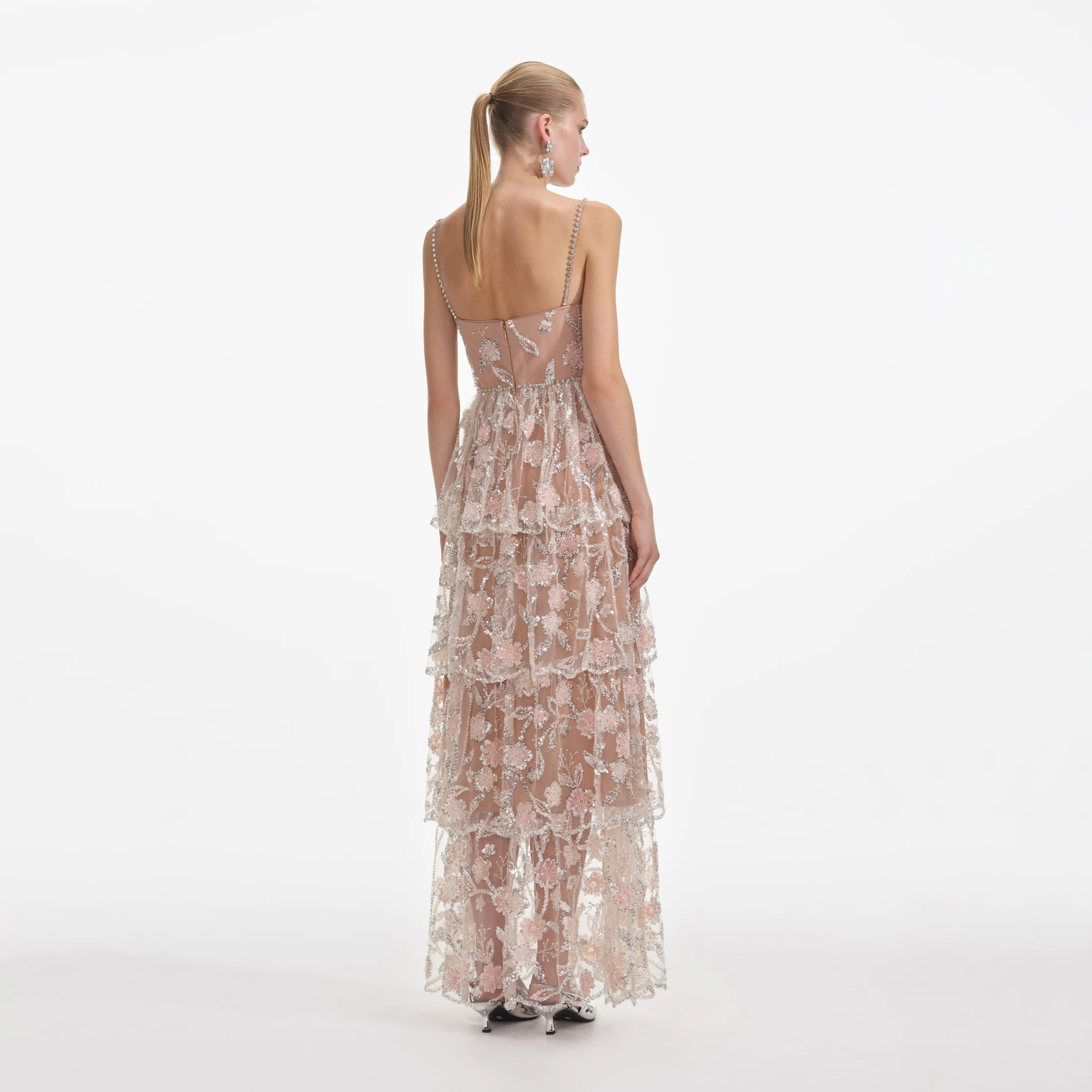 Flower Sequin Tier Maxi Dress - Image 3