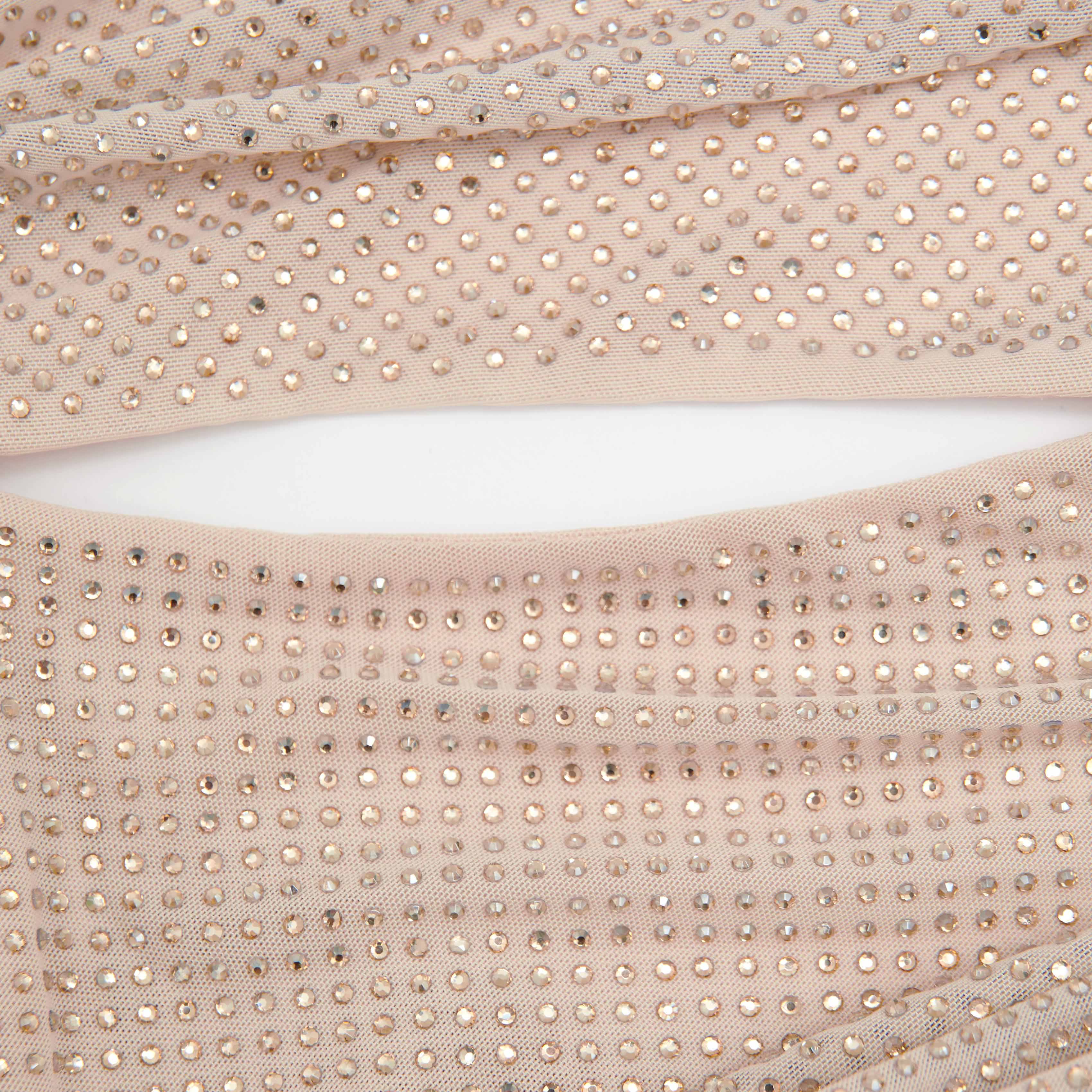 Gold Rhinestone Mesh Cut Out Maxi Dress - Image 5
