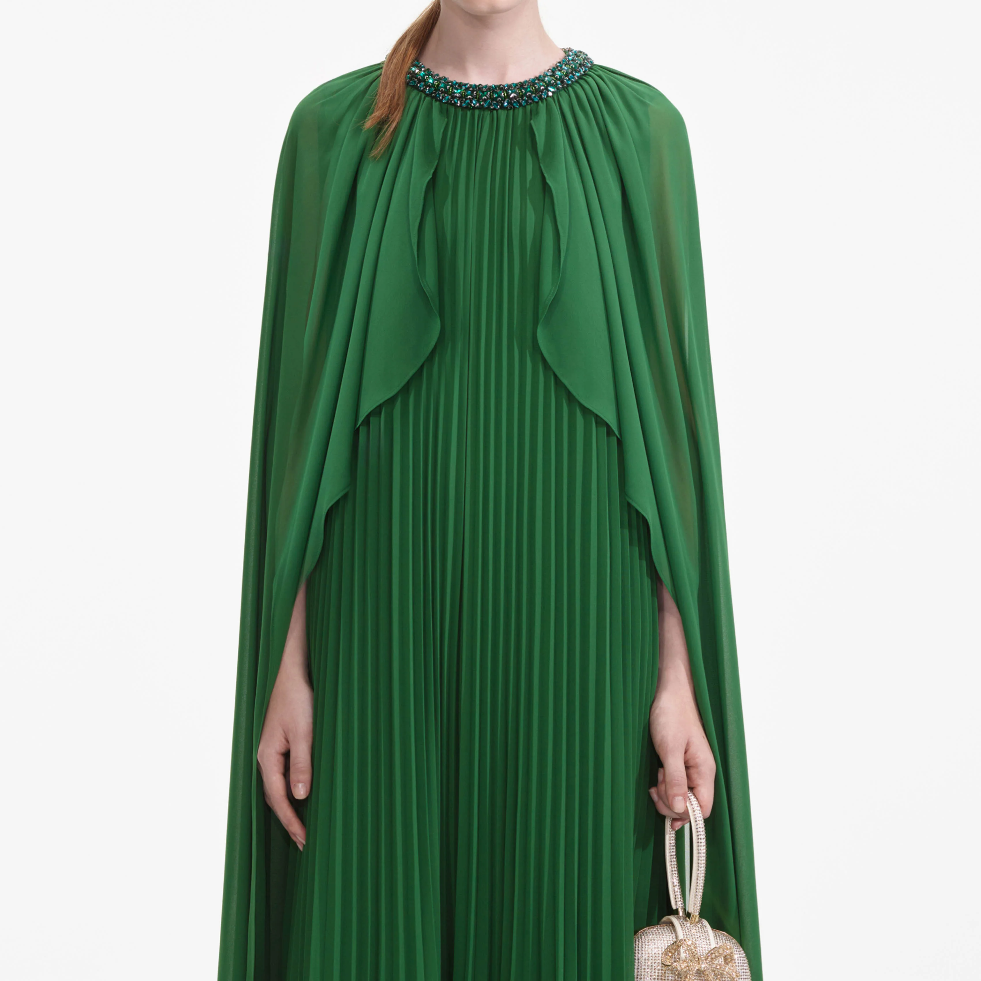 Green Chiffon Cape Maxi Dress - Image 4