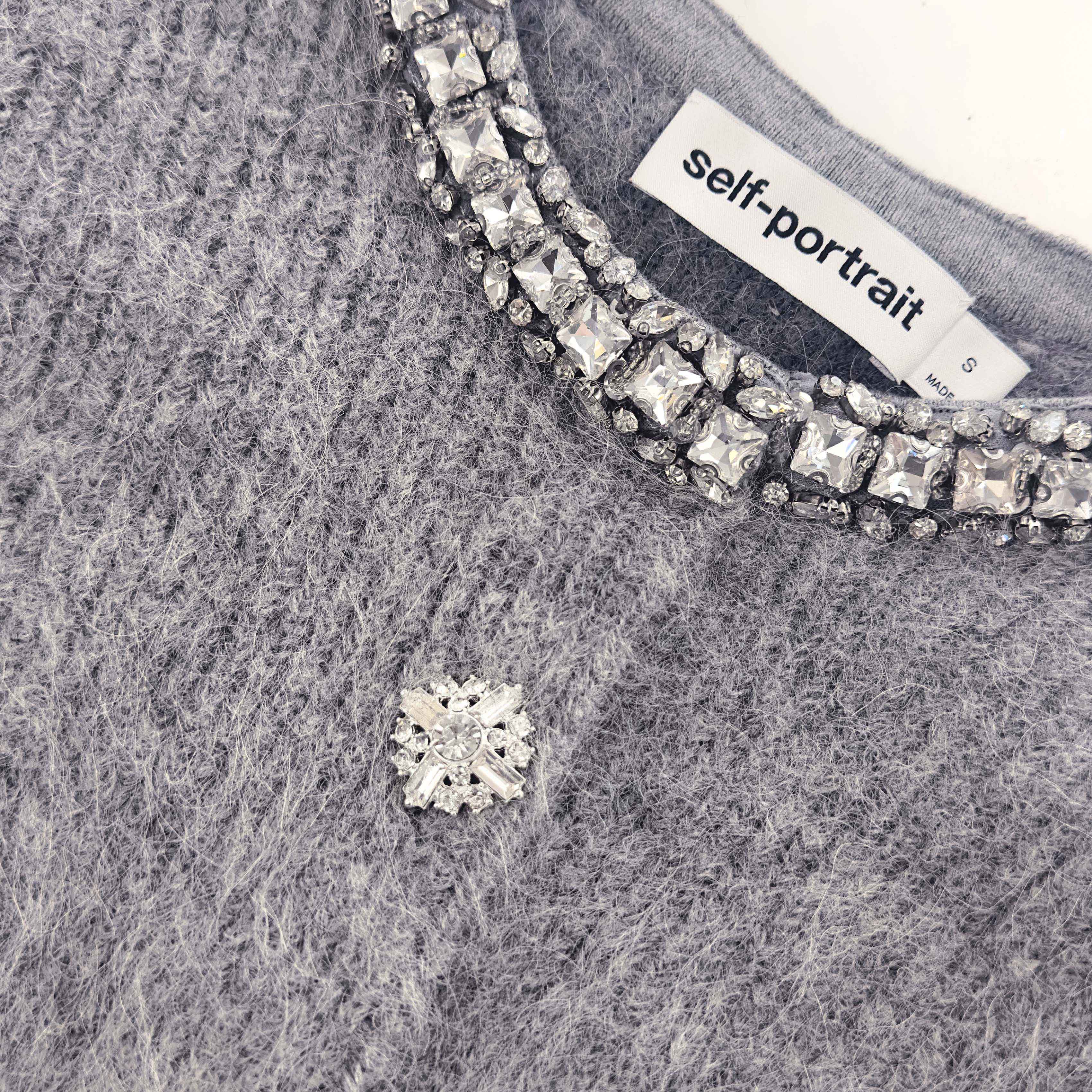 Grey Contrast Feather Cardigan - Image 5