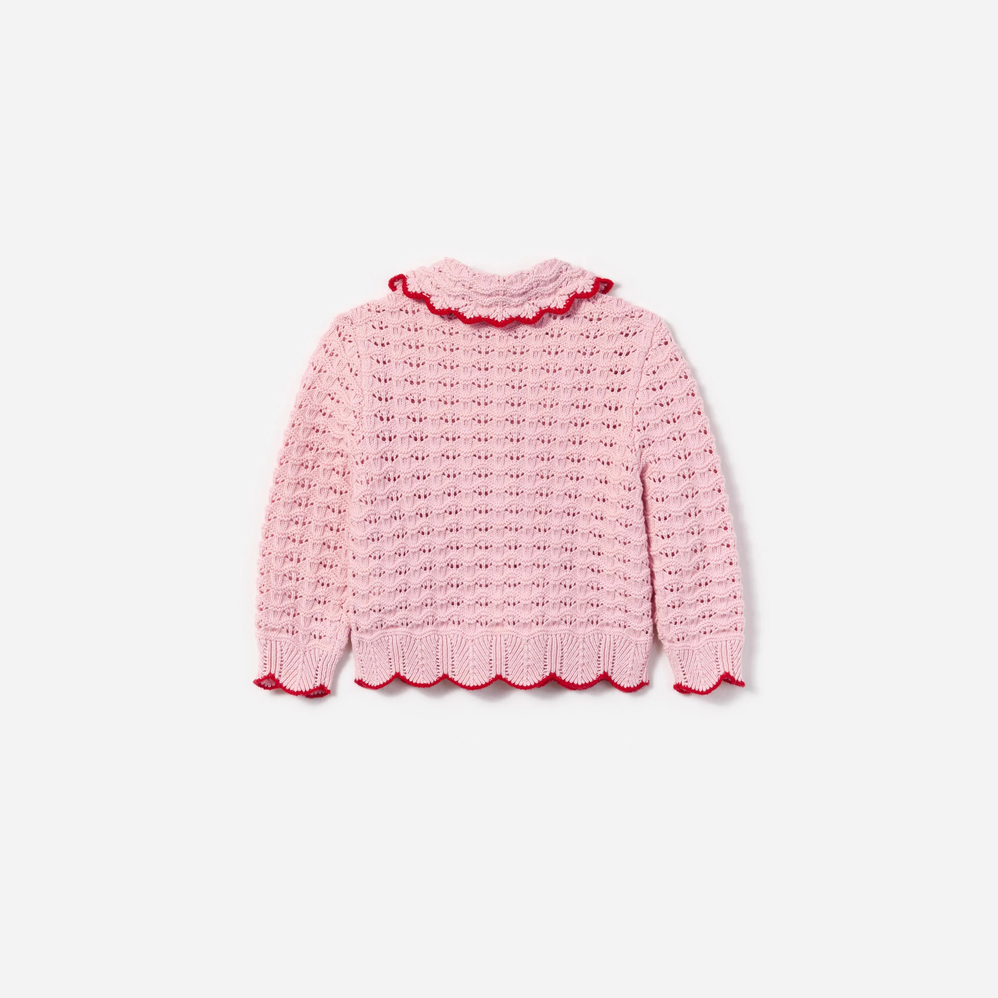 Pink Textured Heart Detail Cardigan - Image 2