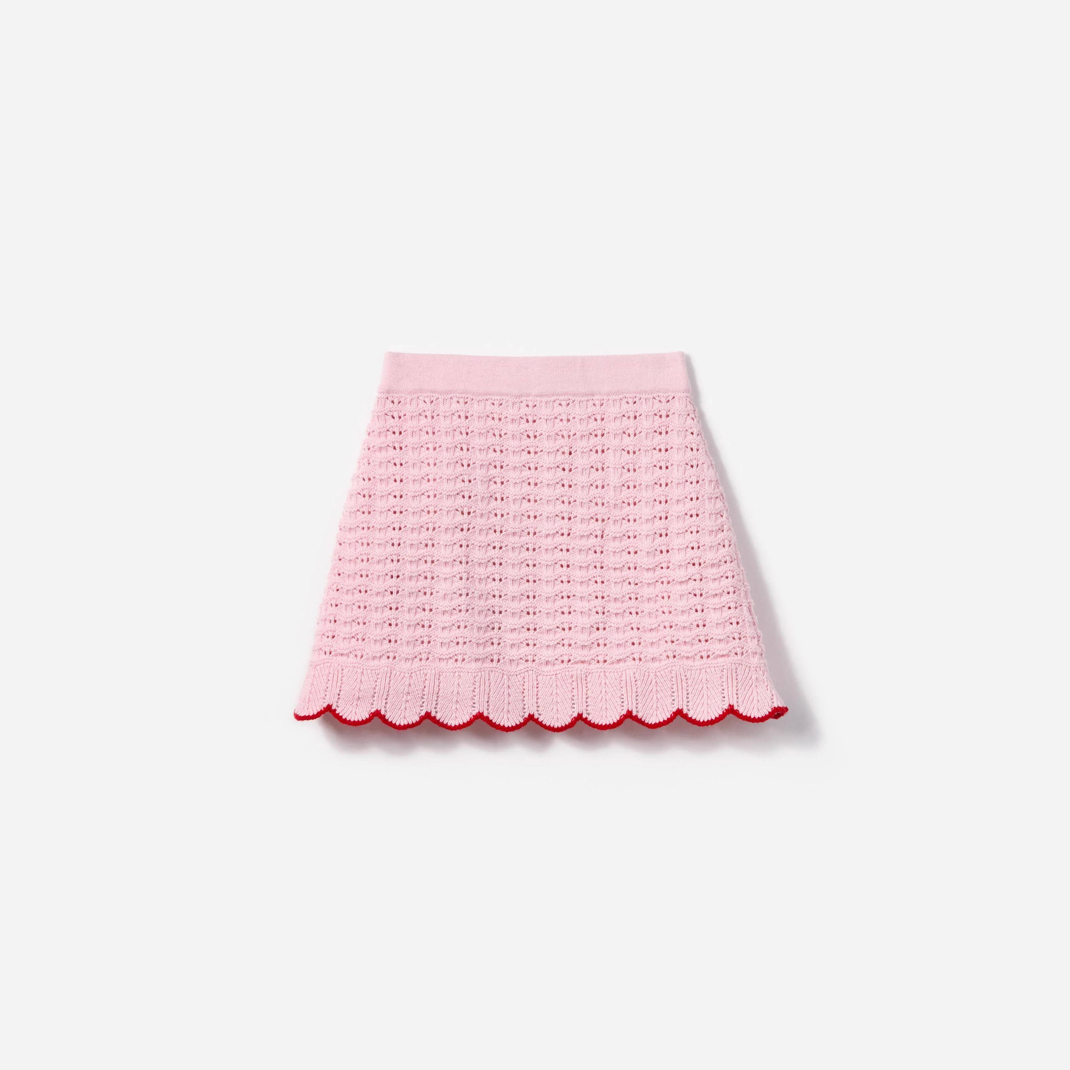 Pink Textured Knit Heart Detail Skirt - Image 2