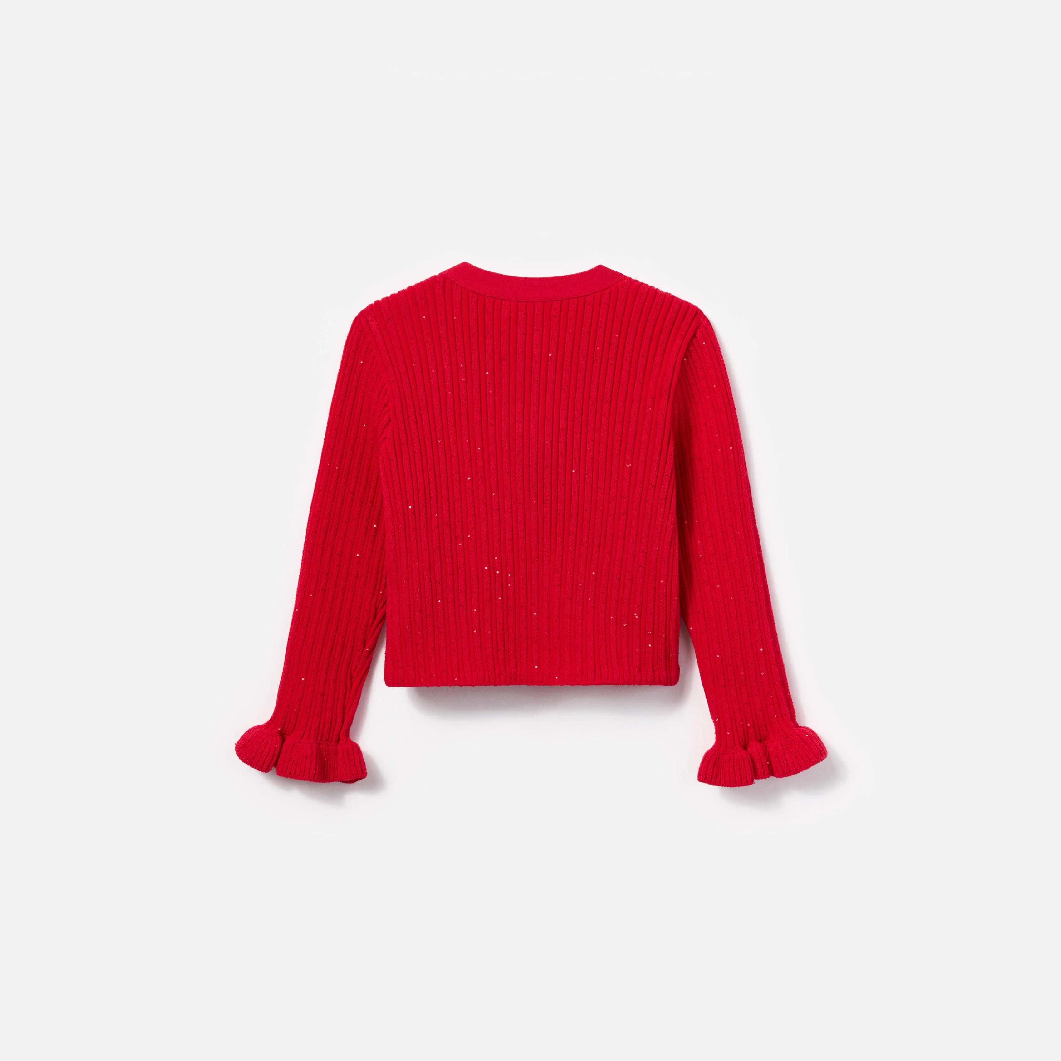 Red Ribbed Knit Cardigan - Image 2