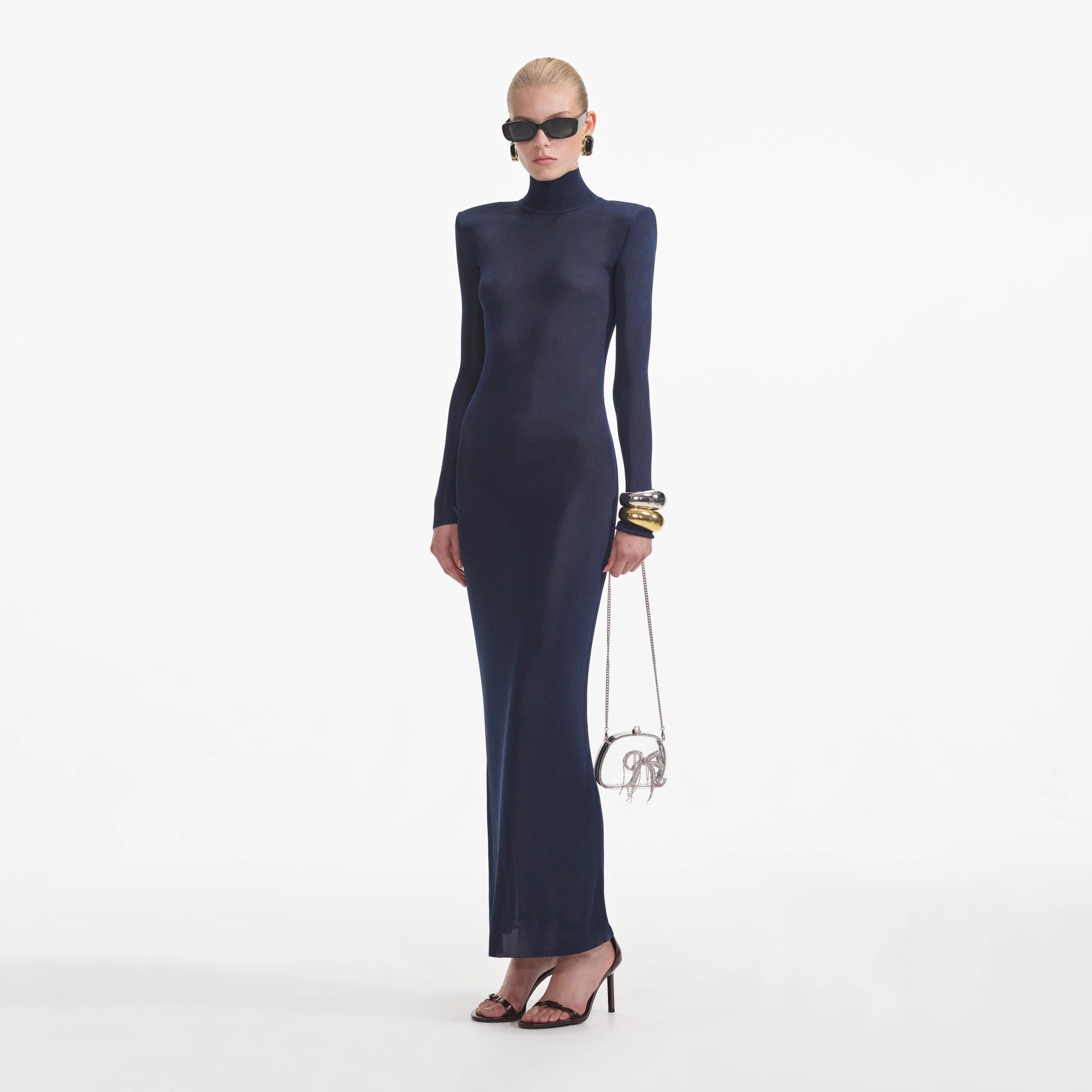 Navy Viscose Knit Maxi Dress - Image 2