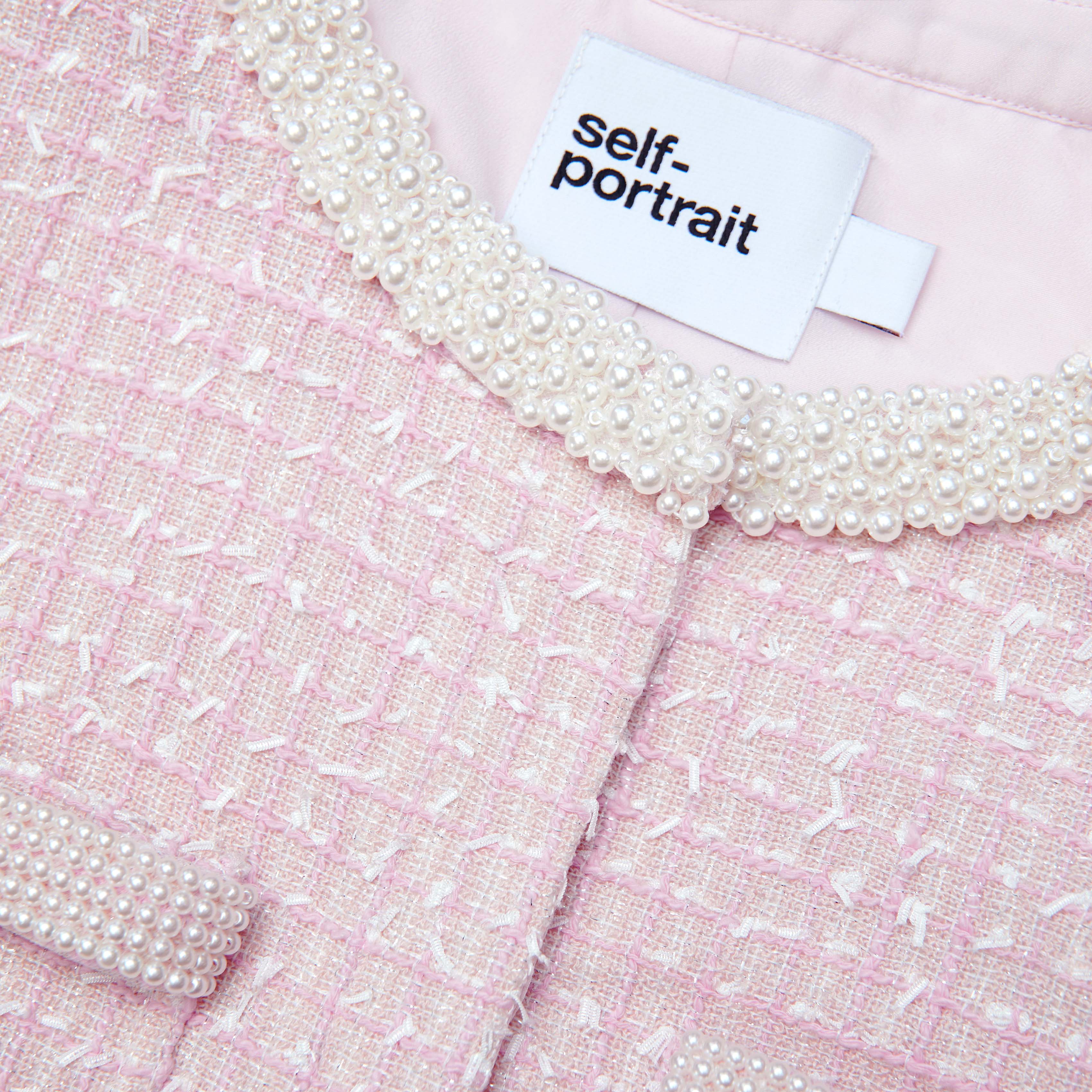Pink Boucle Pearl Trim Jacket - Image 5