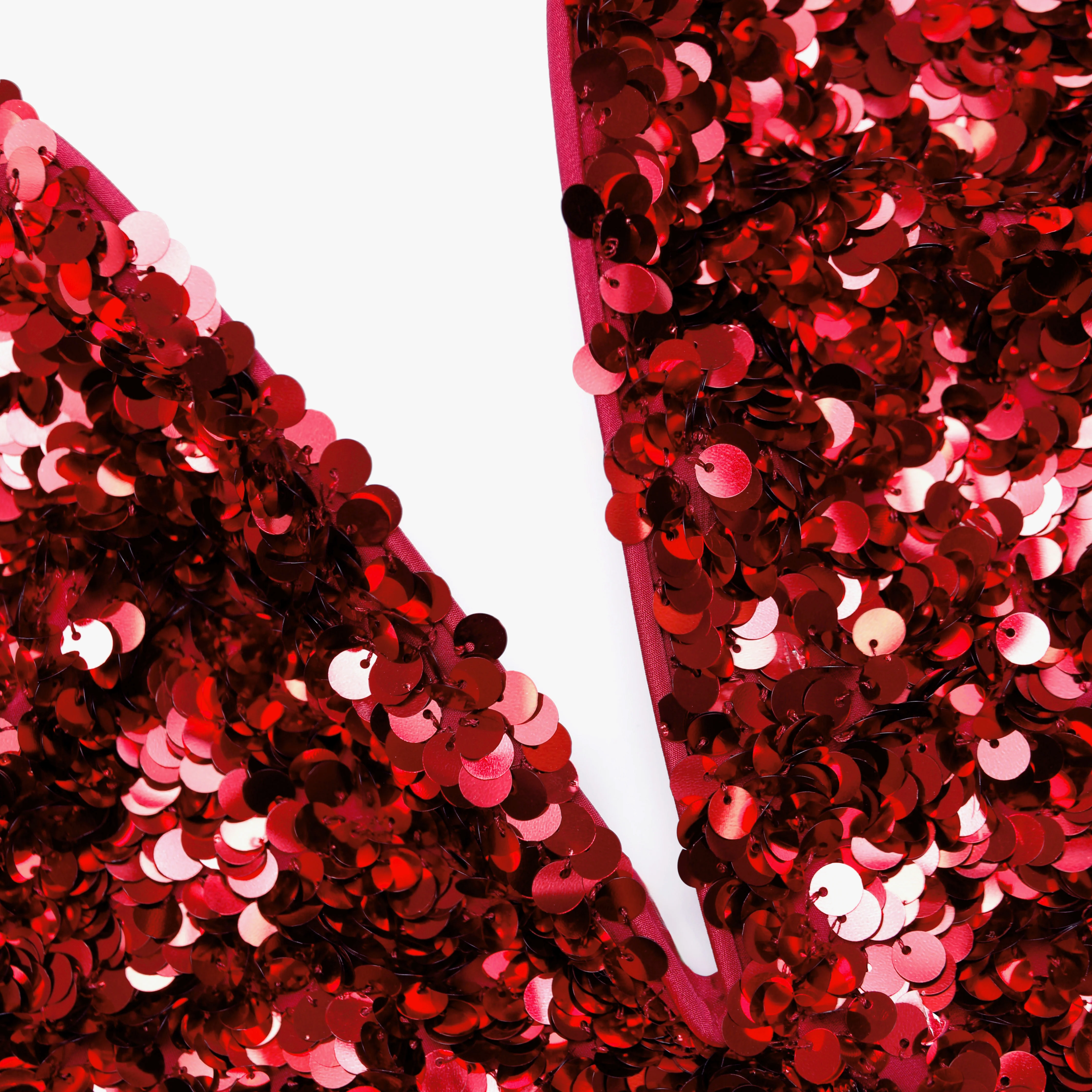 Red 3D Sequin Midi Dress - Image 5