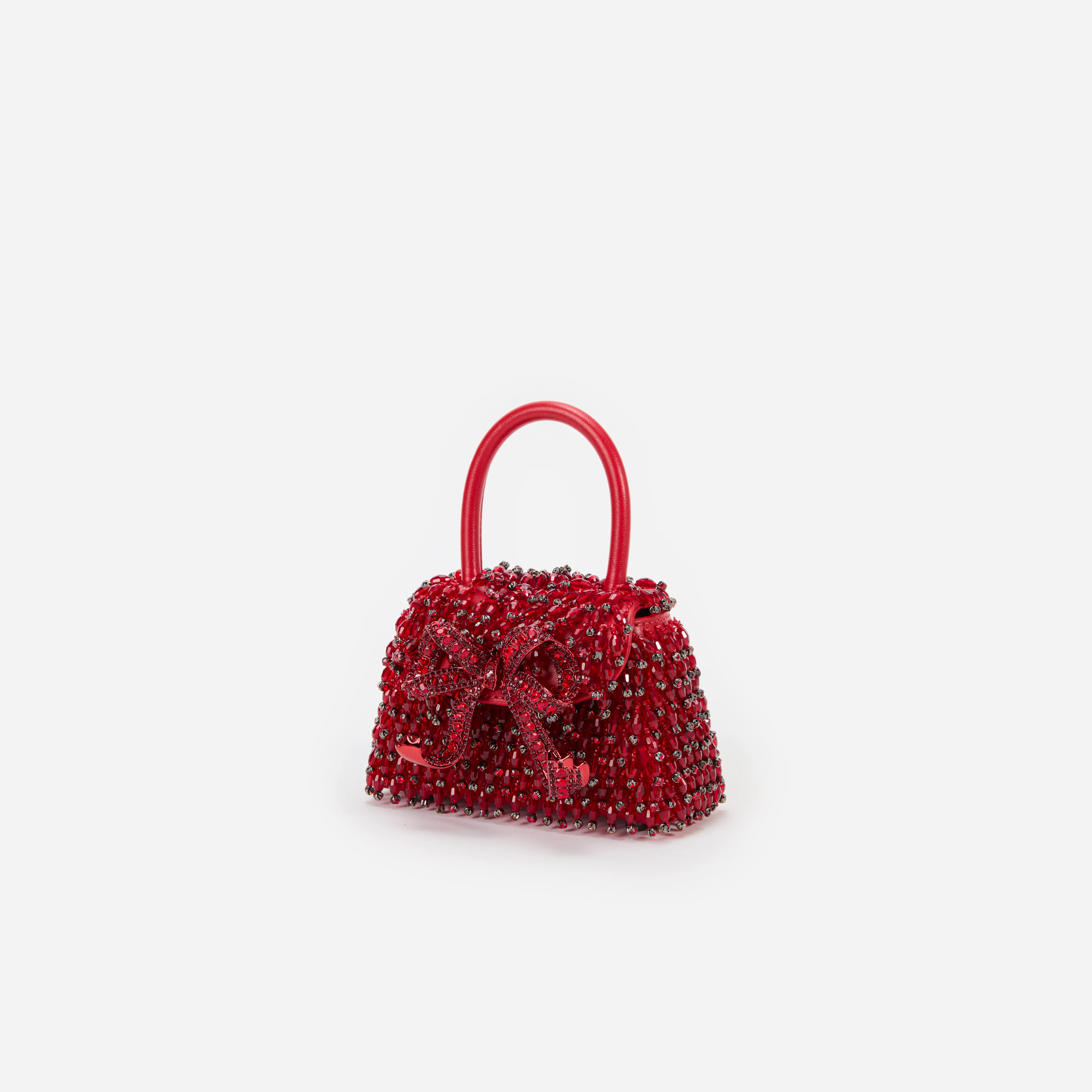 Red Embellished Micro Bow Bag - Image 2