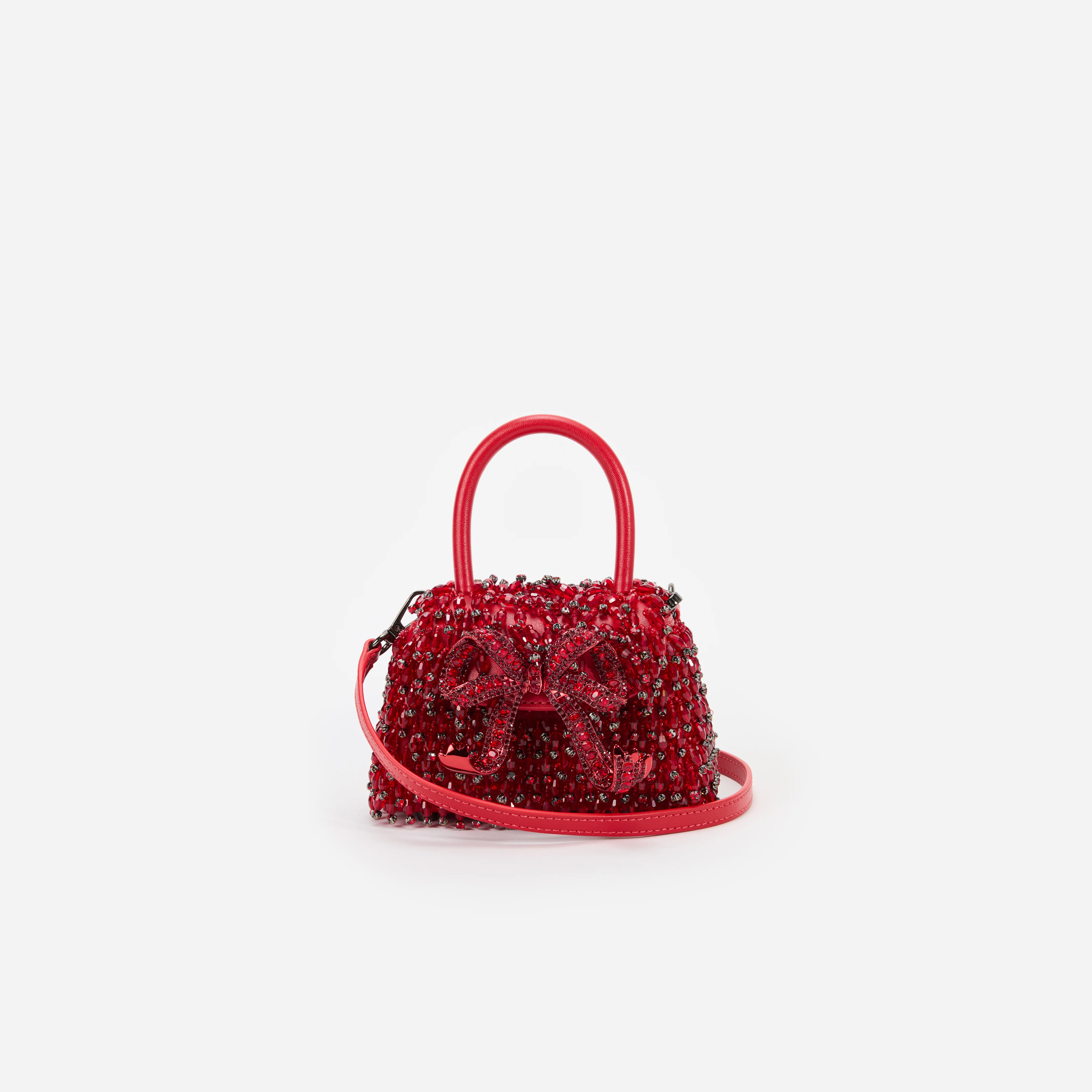 Red Embellished Micro Bow Bag - Image 4