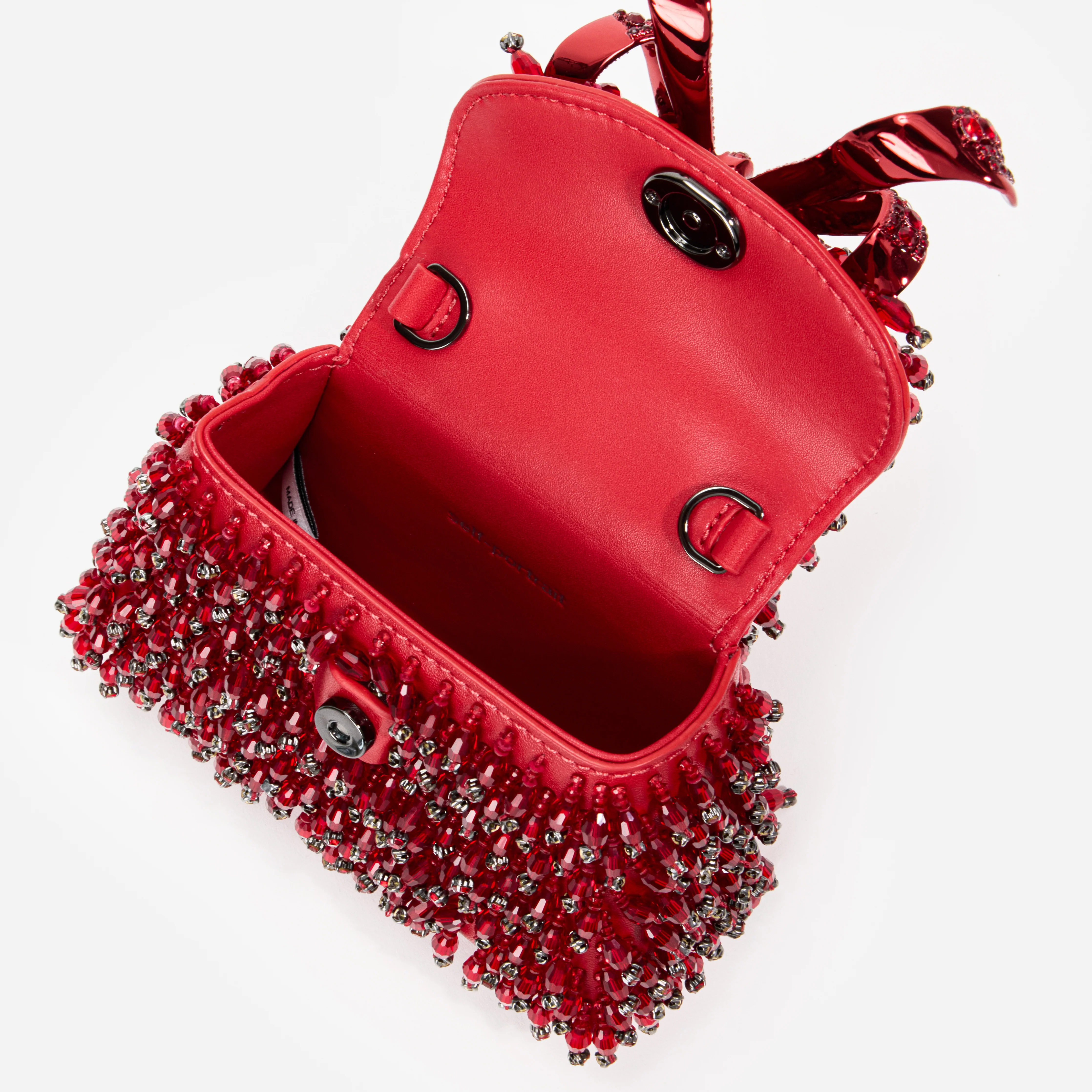 Red Embellished Micro Bow Bag - Image 5