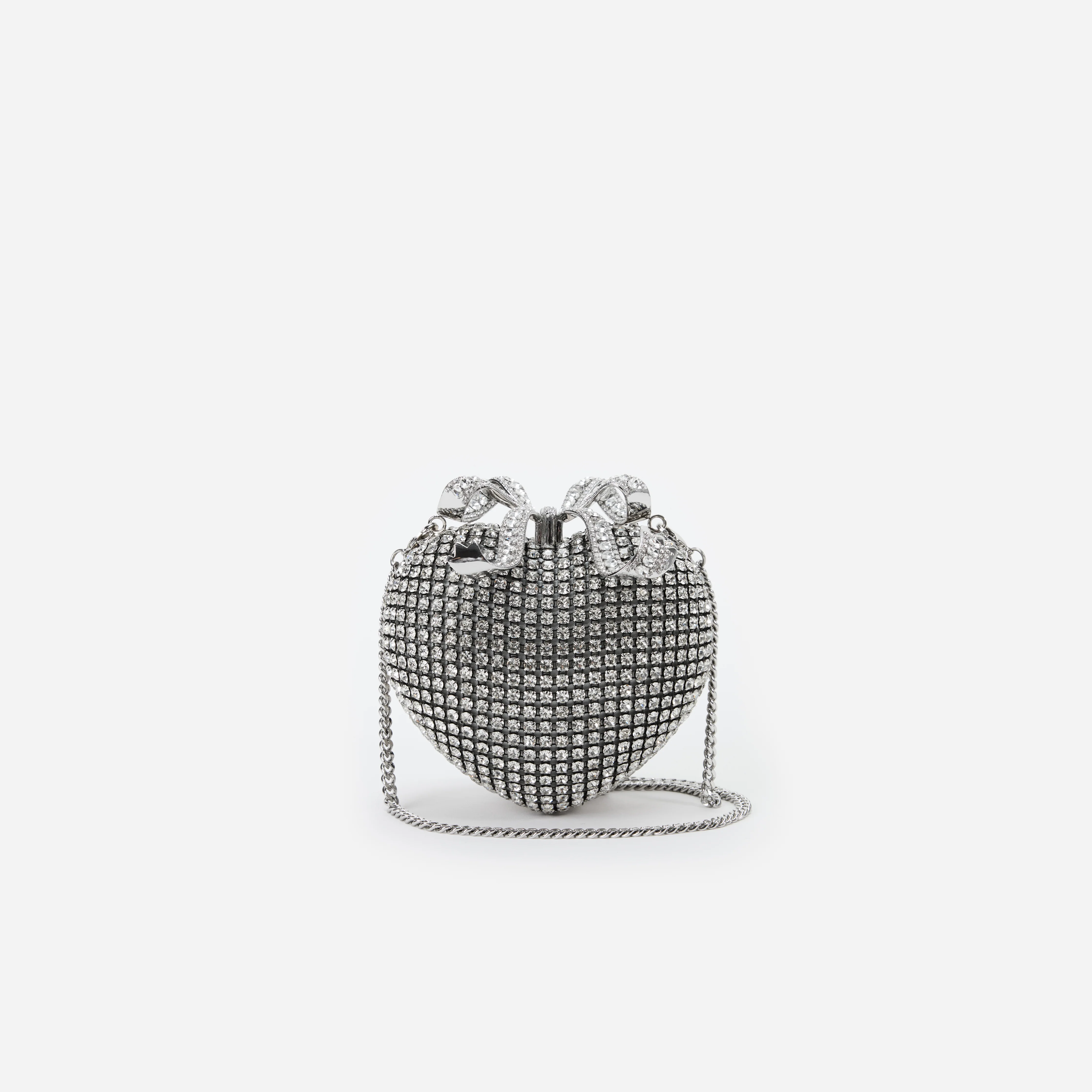 Silver Crystal Heart Clutch - Image 4