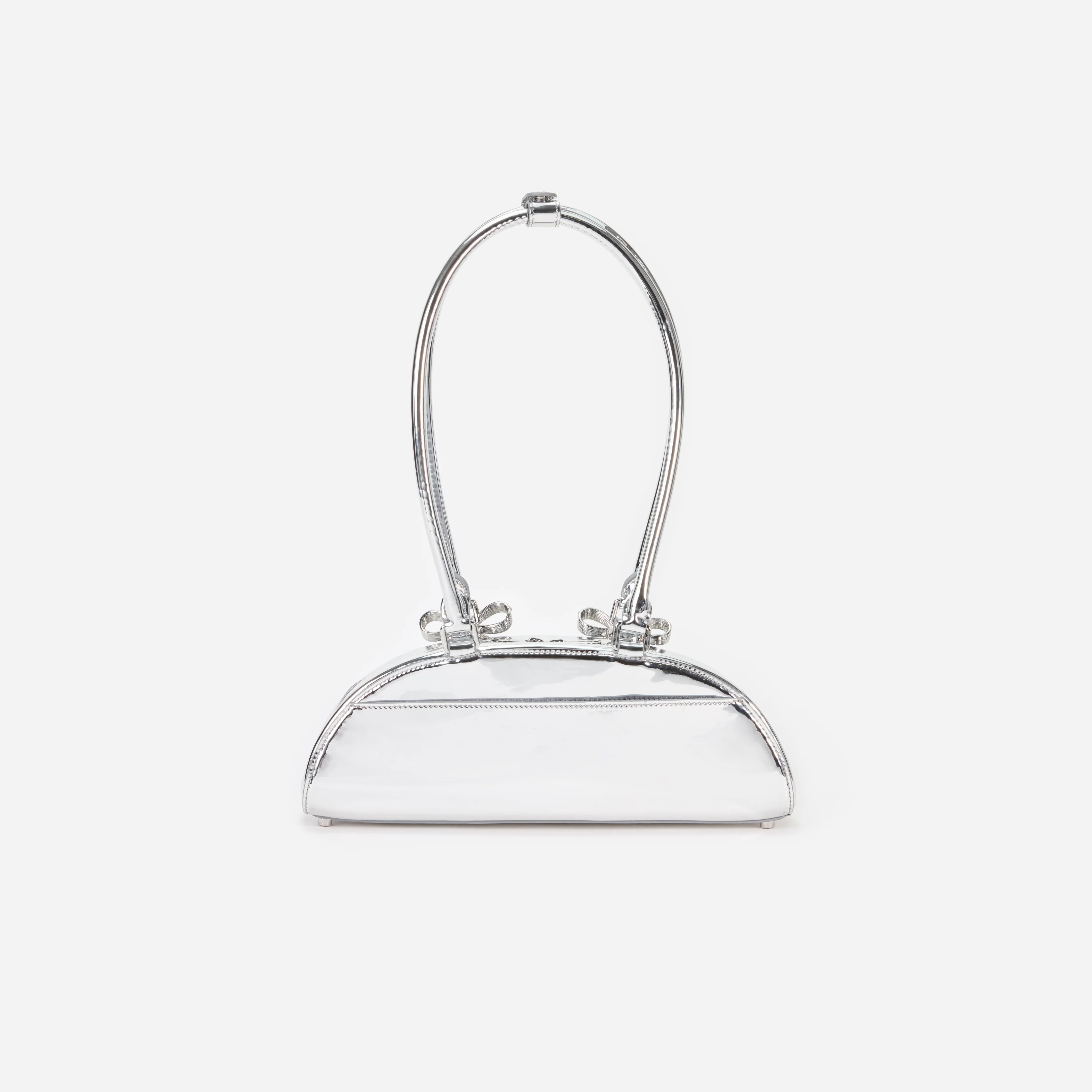 Silver Metallic Curved Shoulder Bag - Image 3