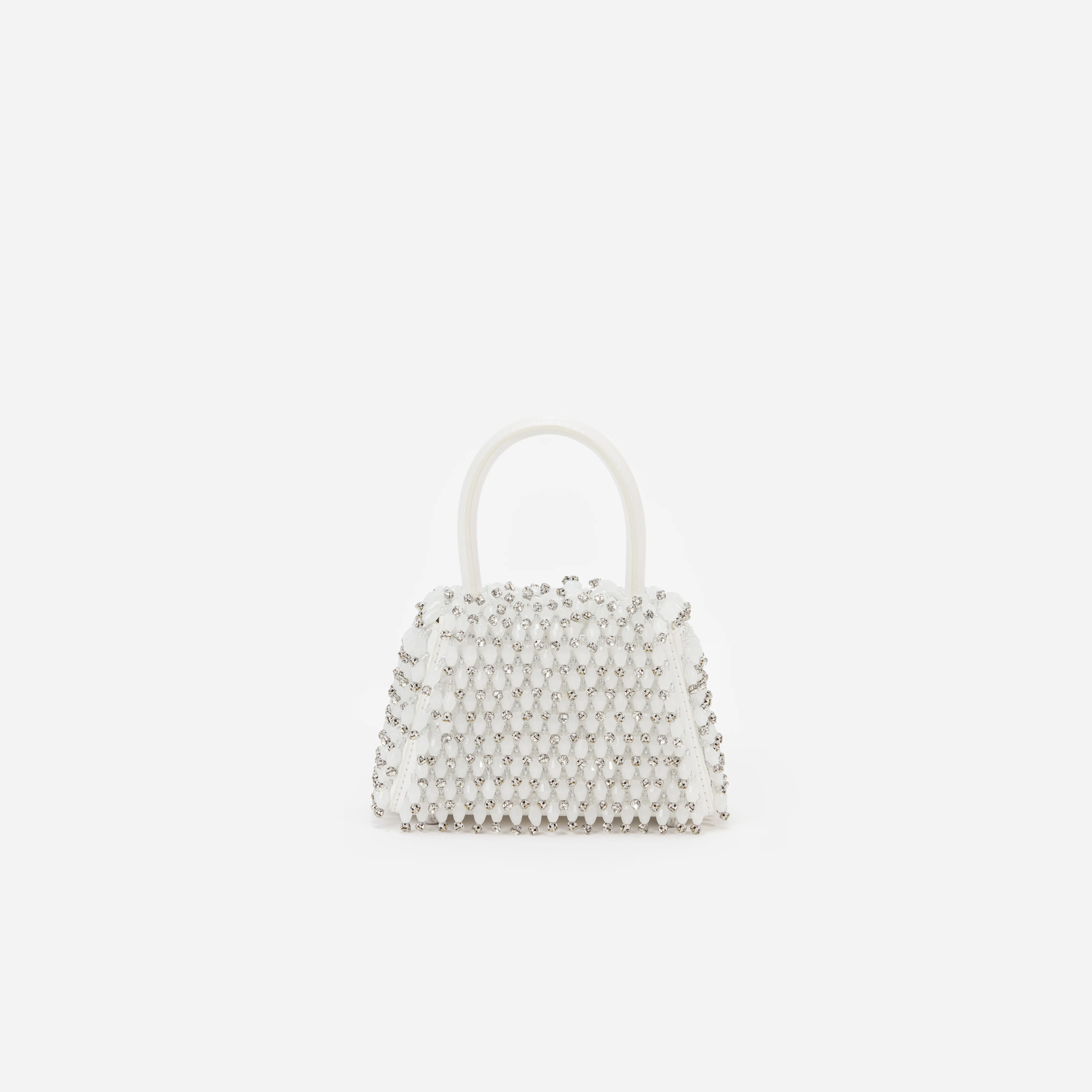White Embellished Micro Bow Bag - Image 3