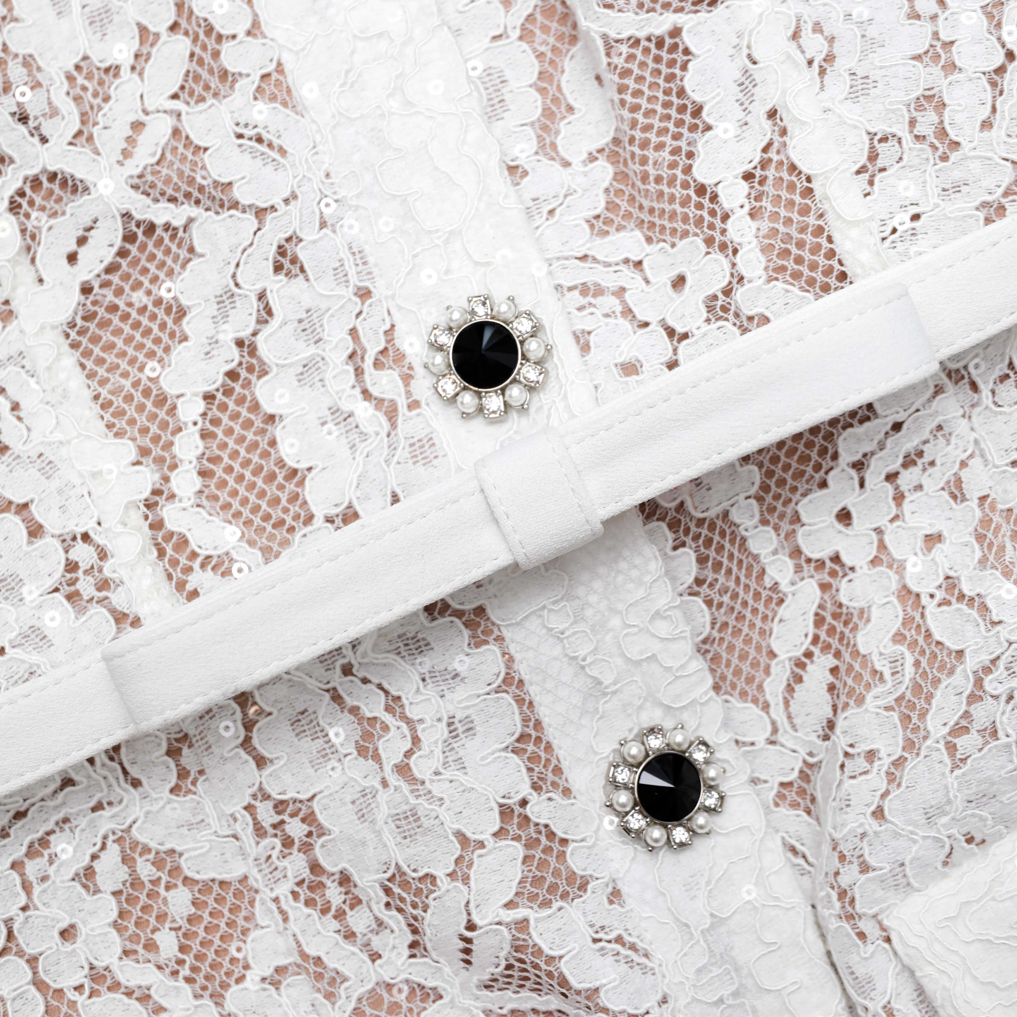 White Lace Button Midi Dress - Image 5