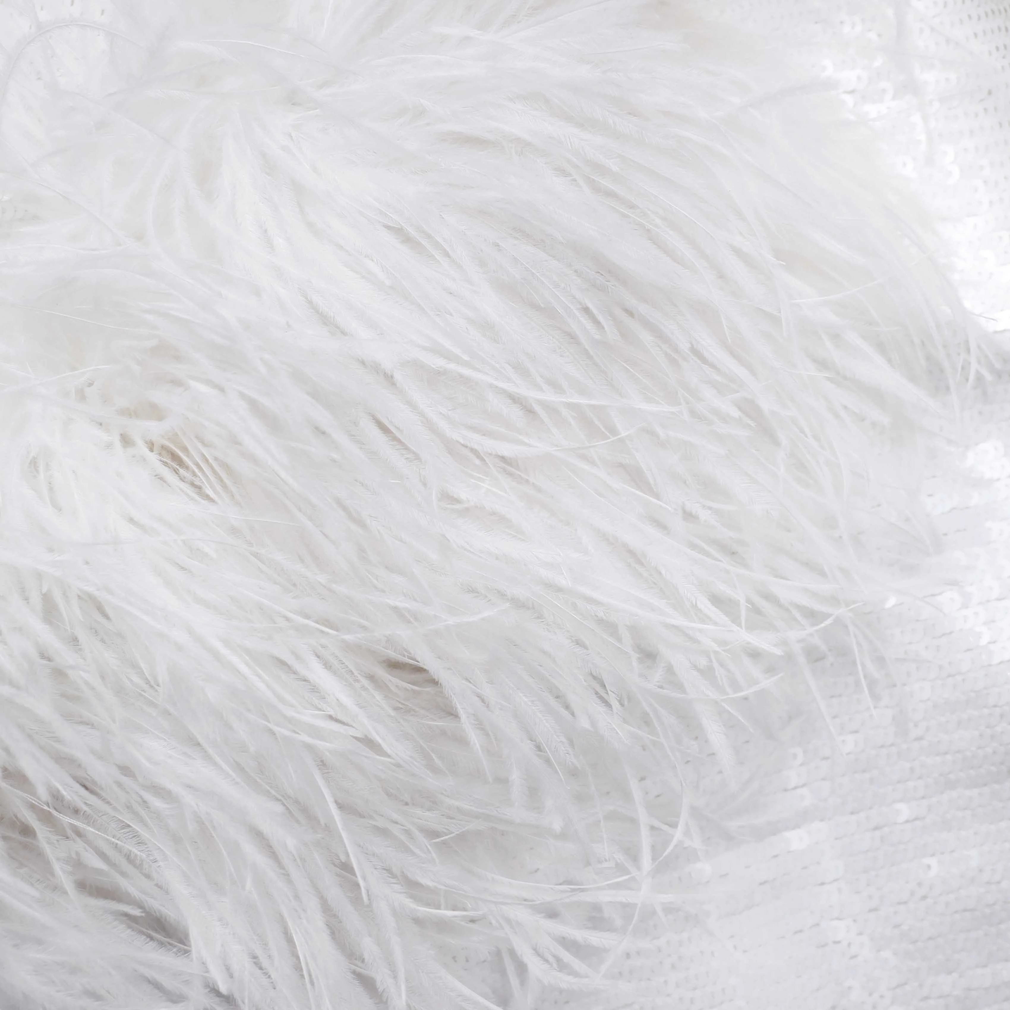 White Sequin Feather Maxi Dress - Image 5