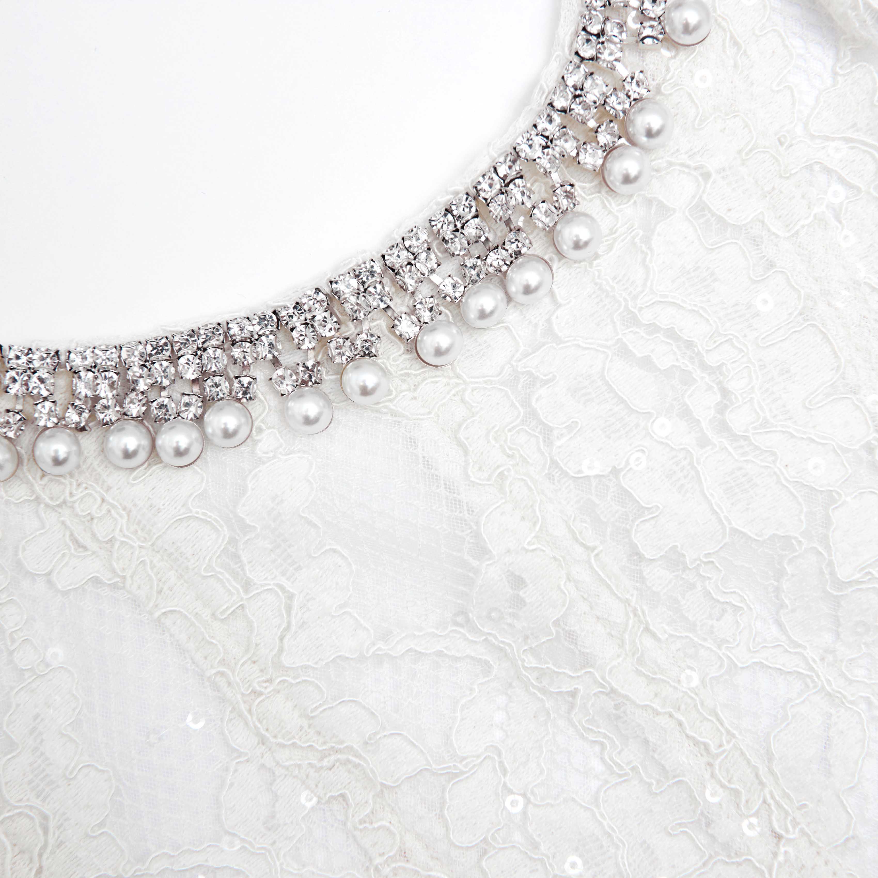 White Sequin Lace Embellished Midi Dress - Image 5