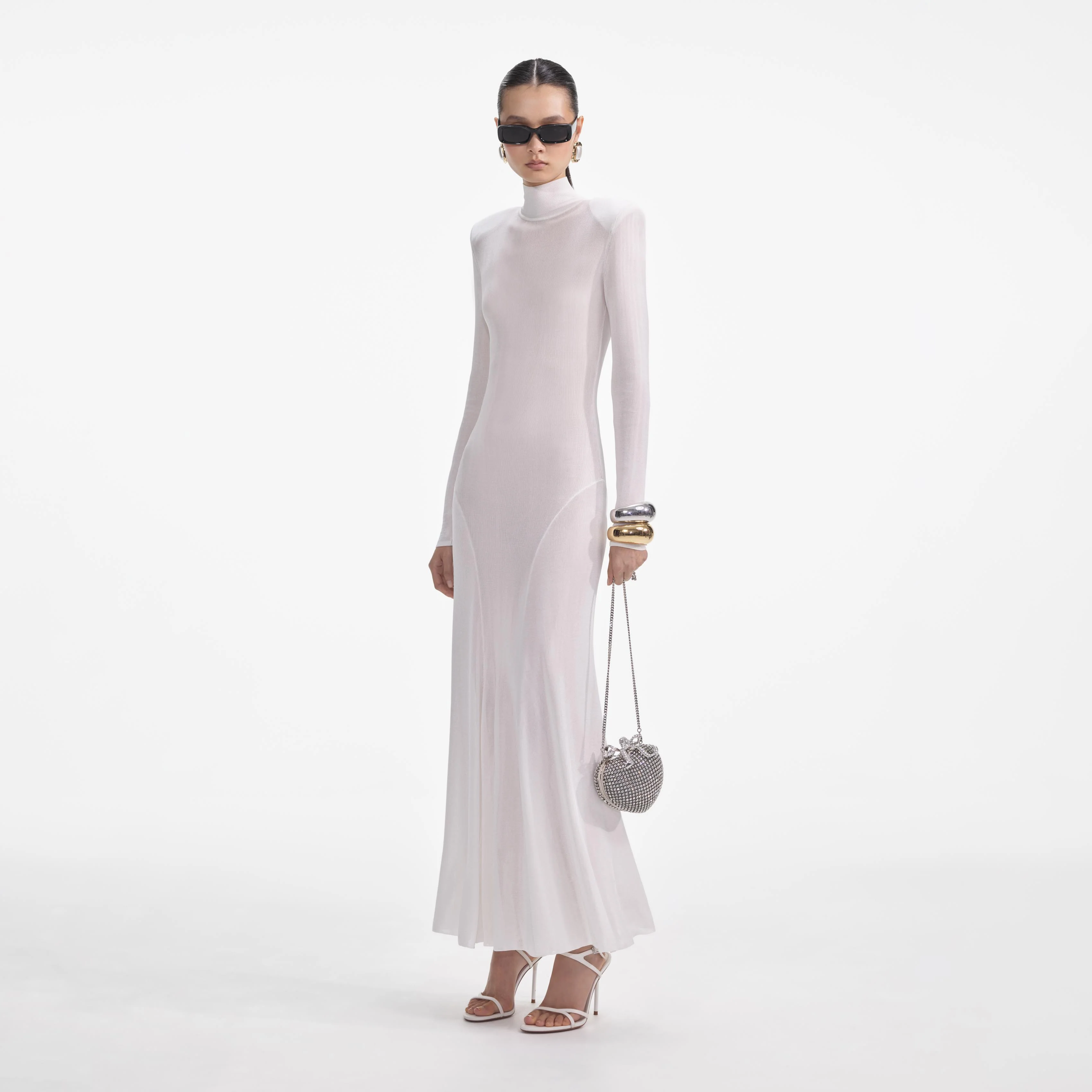 White Viscose Knit Maxi Dress - Image 2
