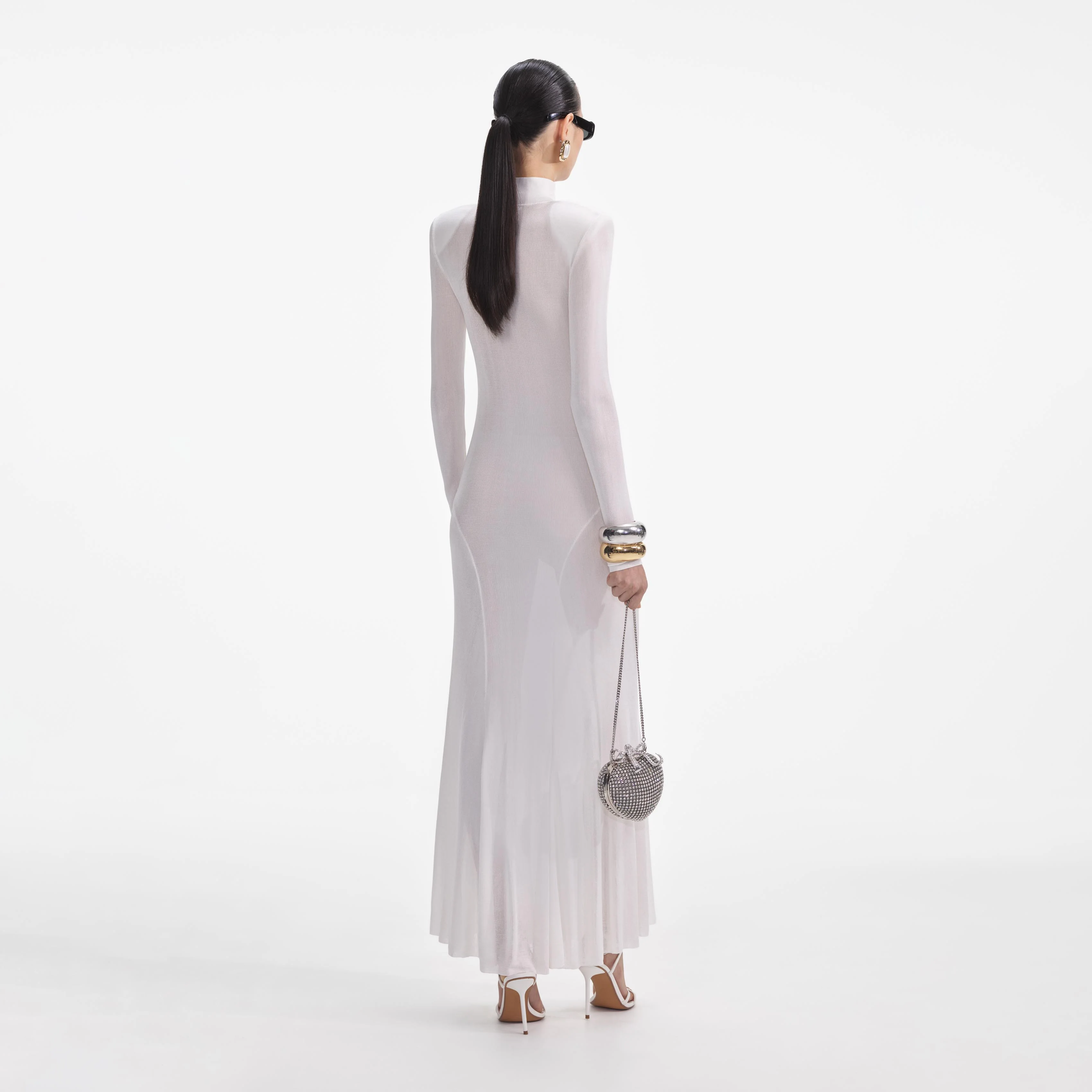 White Viscose Knit Maxi Dress - Image 3