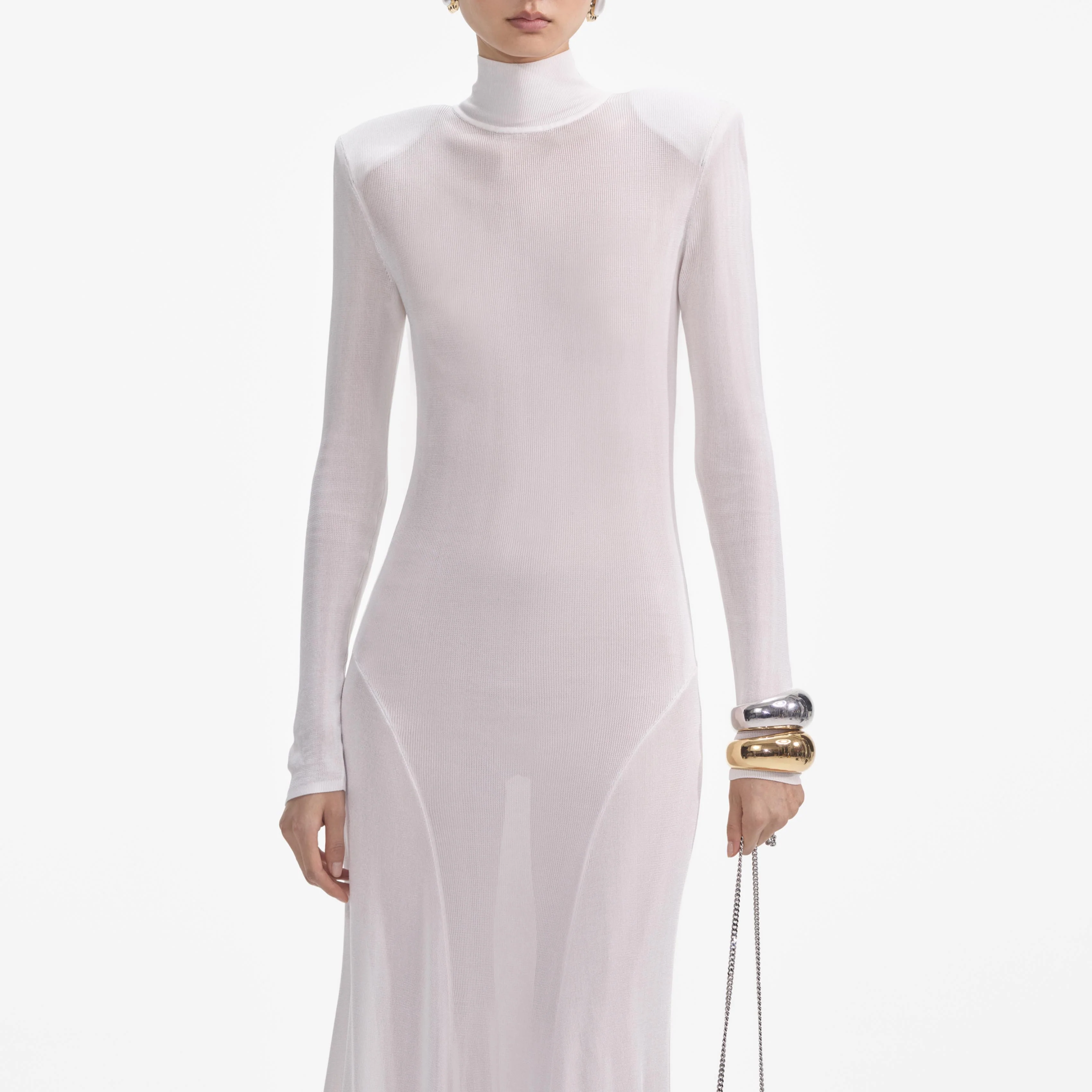 White Viscose Knit Maxi Dress - Image 4