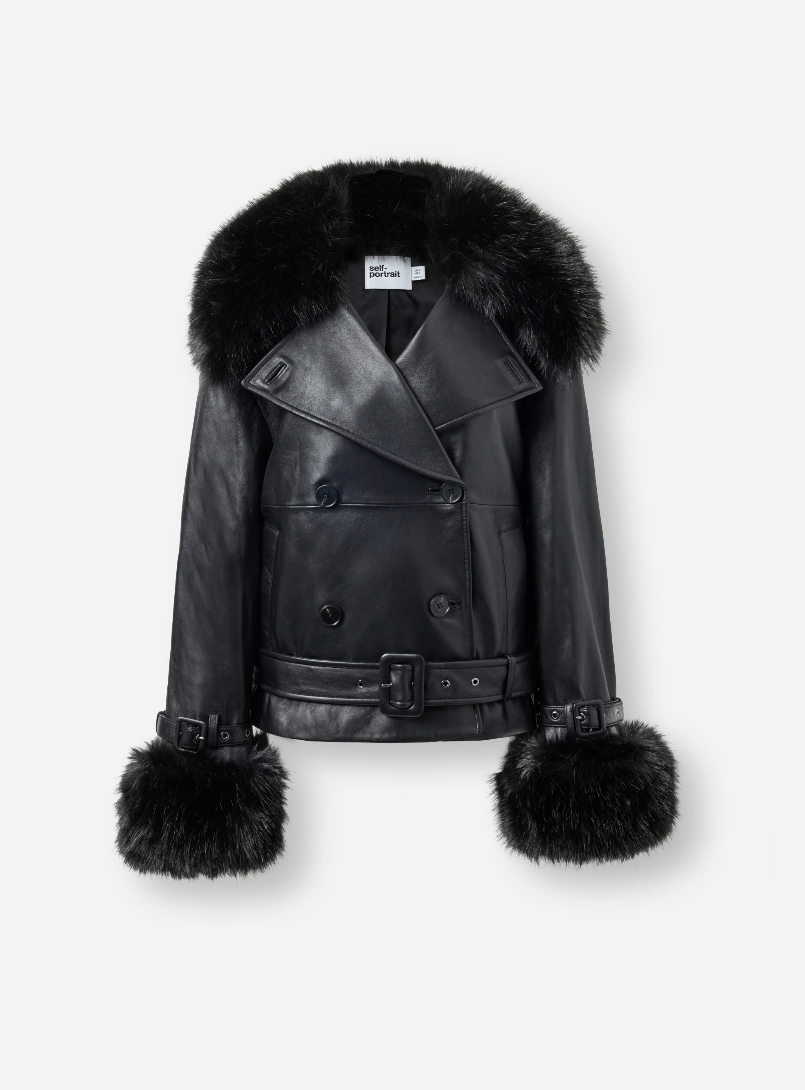 Black Belted Leather Jacket - Image 6