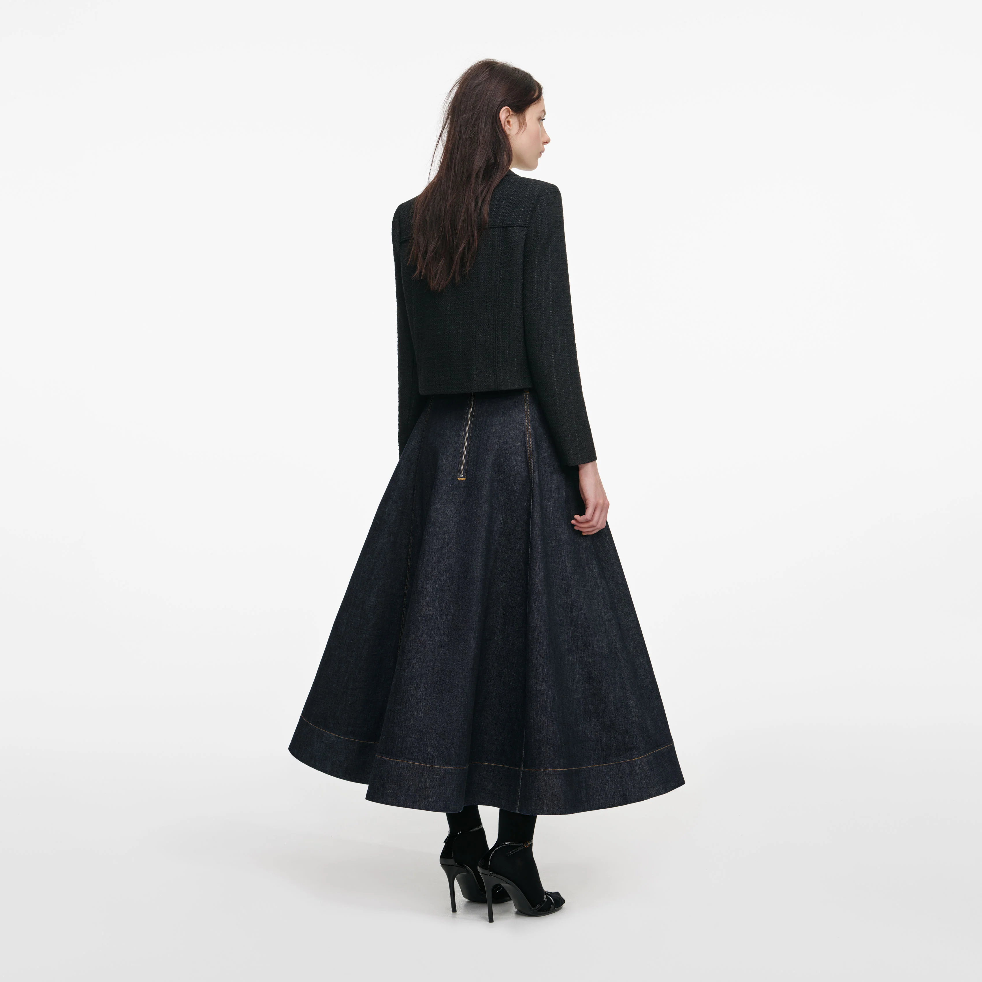 Black Boucle Cropped Jacket - Image 3
