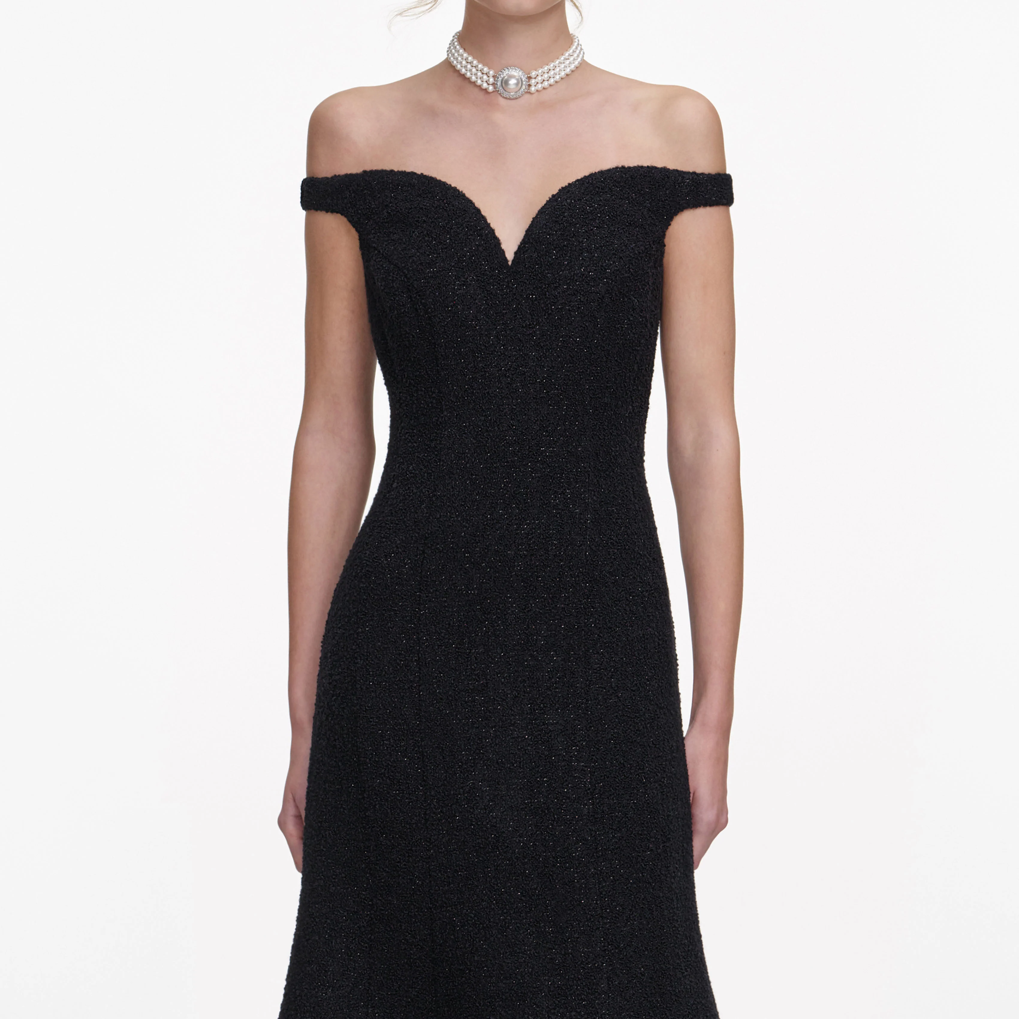 Black Boucle Midi Dress - Image 4