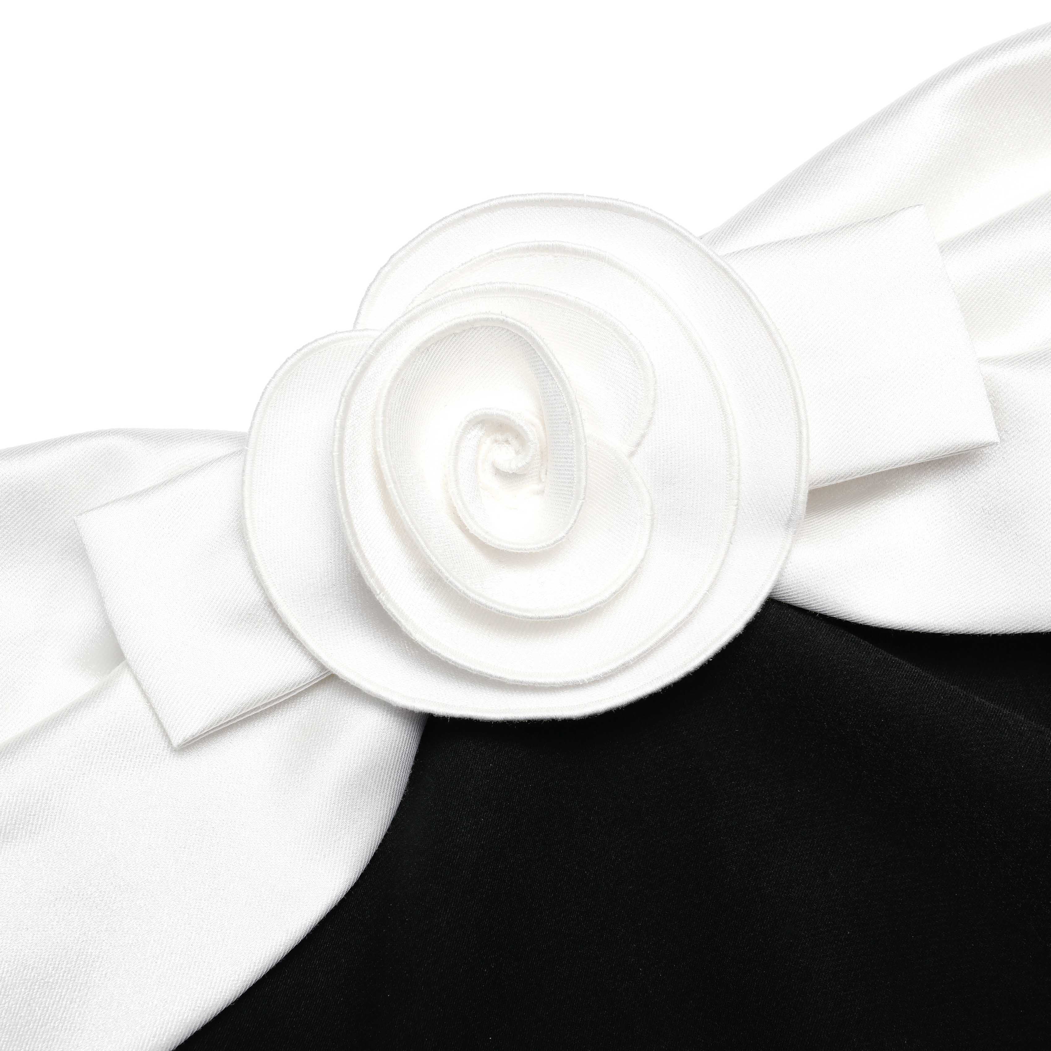 Black Crepe Flower Maxi Dress - Image 5