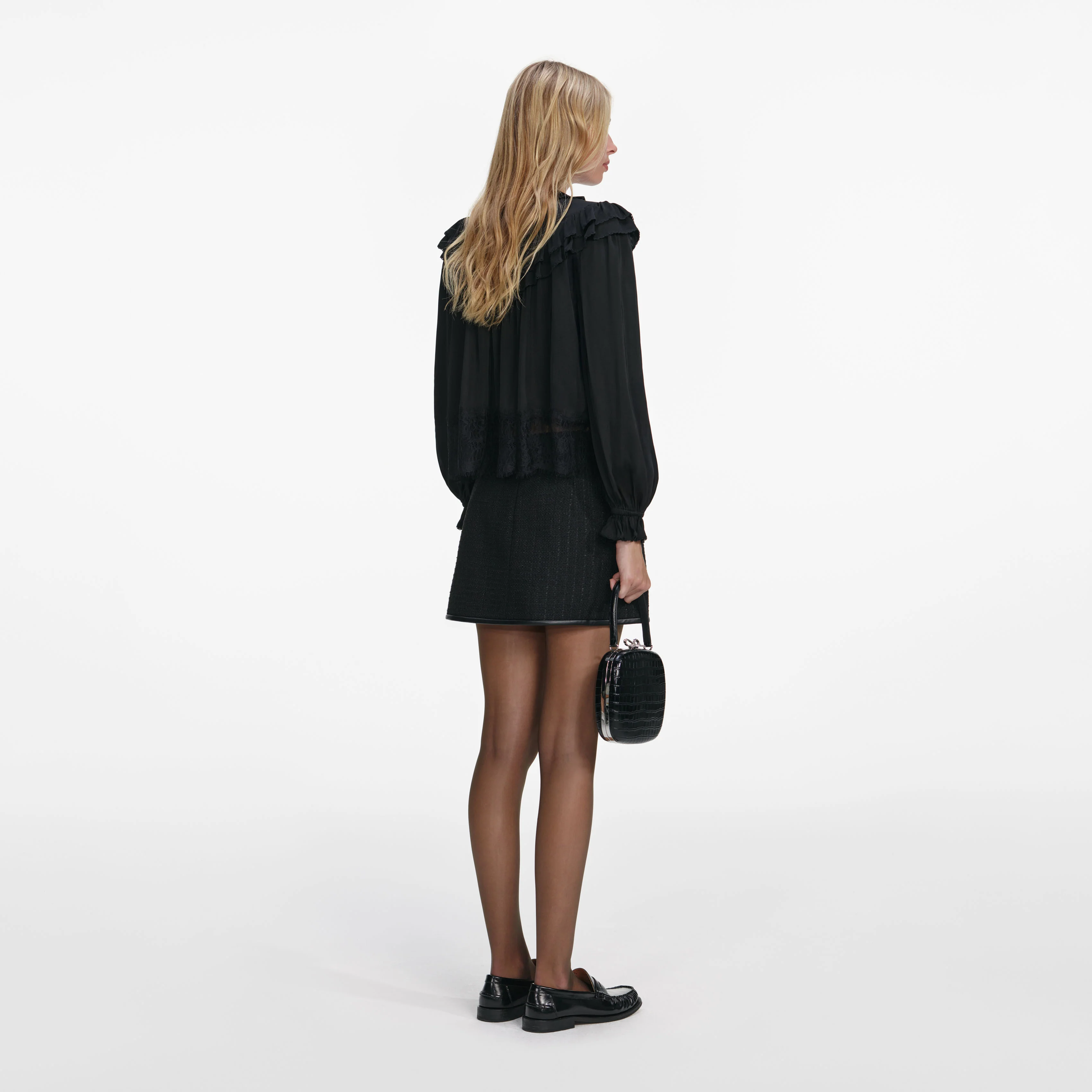 Black Viscose Lace Blouse - Image 3
