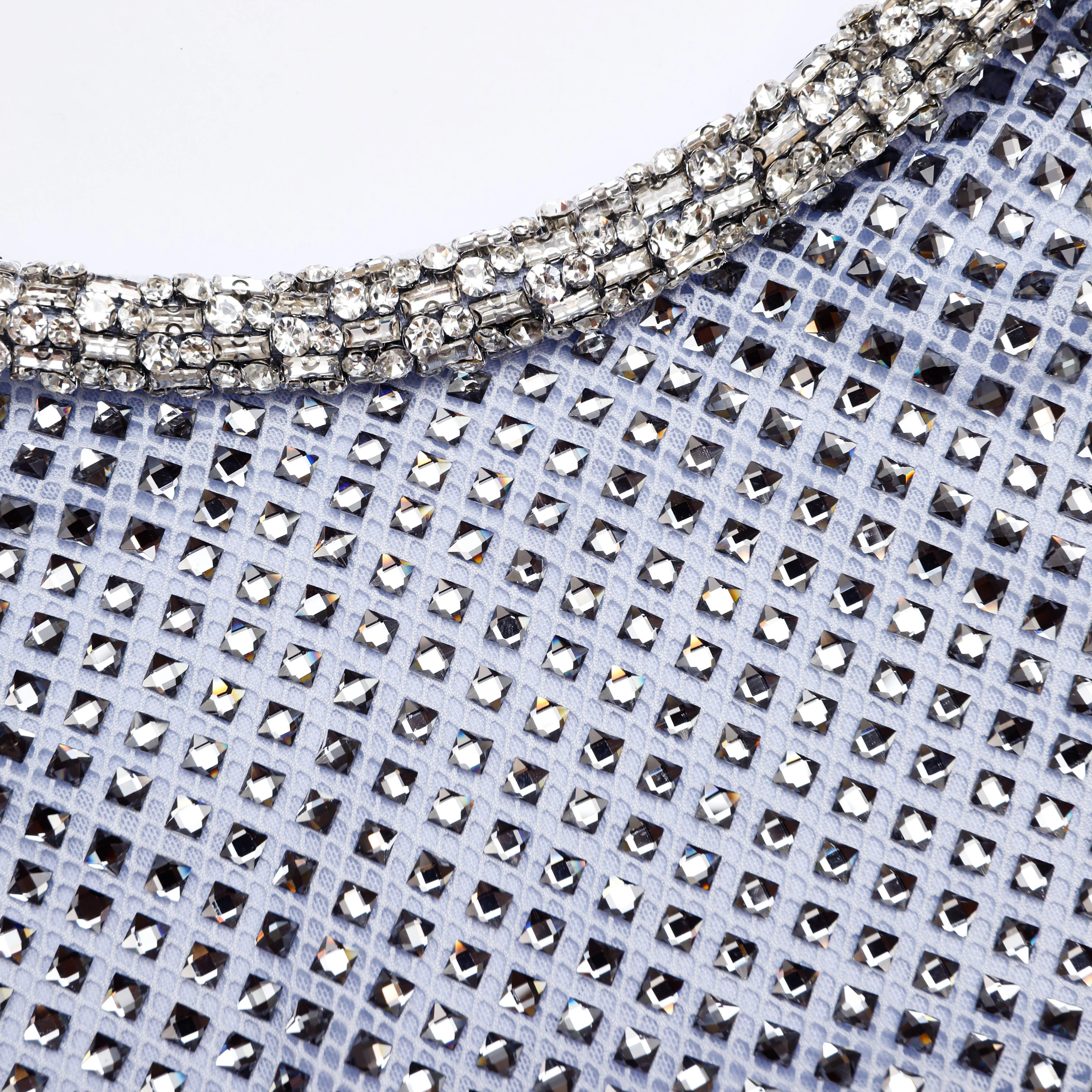 Blue Rhinestone Mesh Midi Dress - Image 5