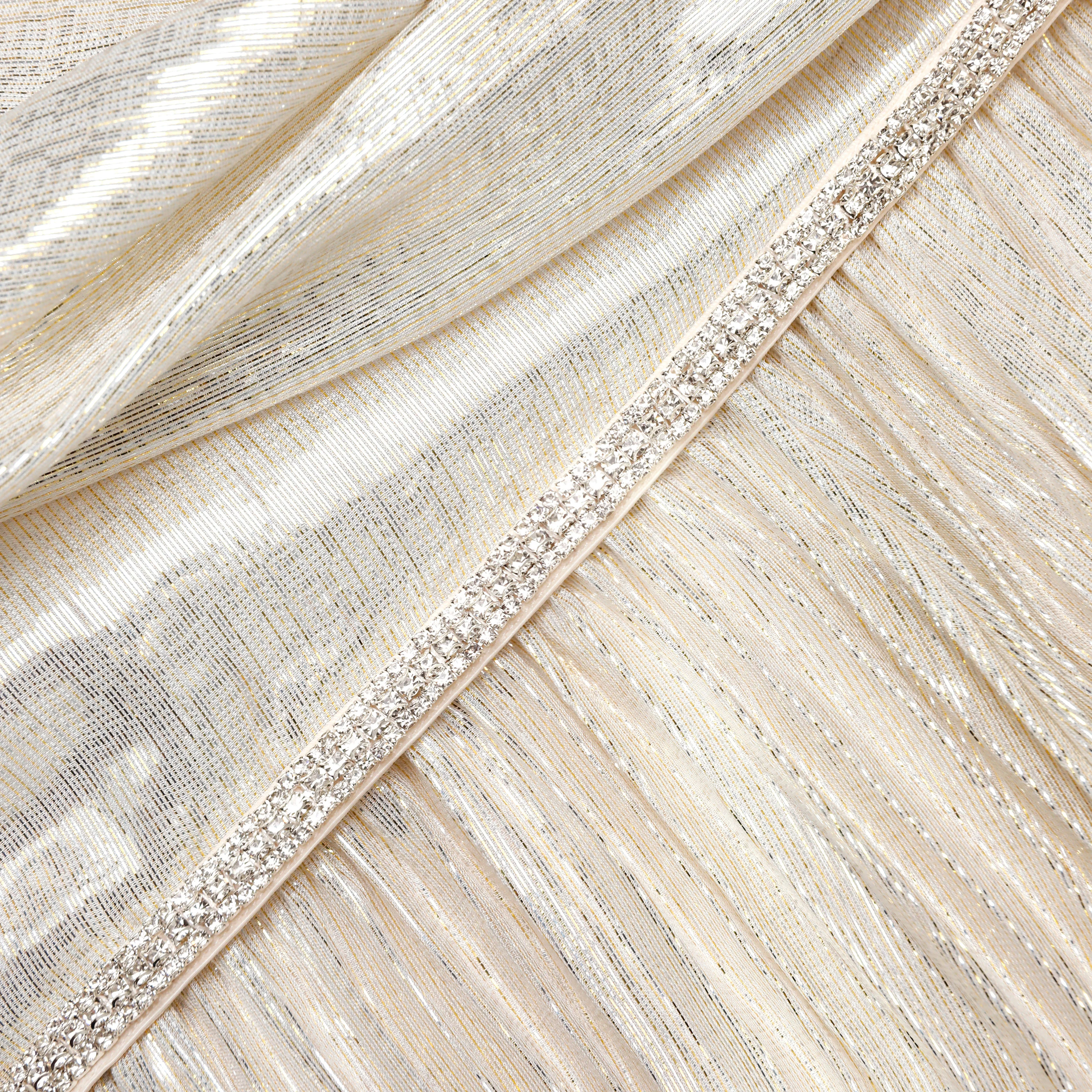 Champagne Metallic Chiffon Maxi Dress - Image 5