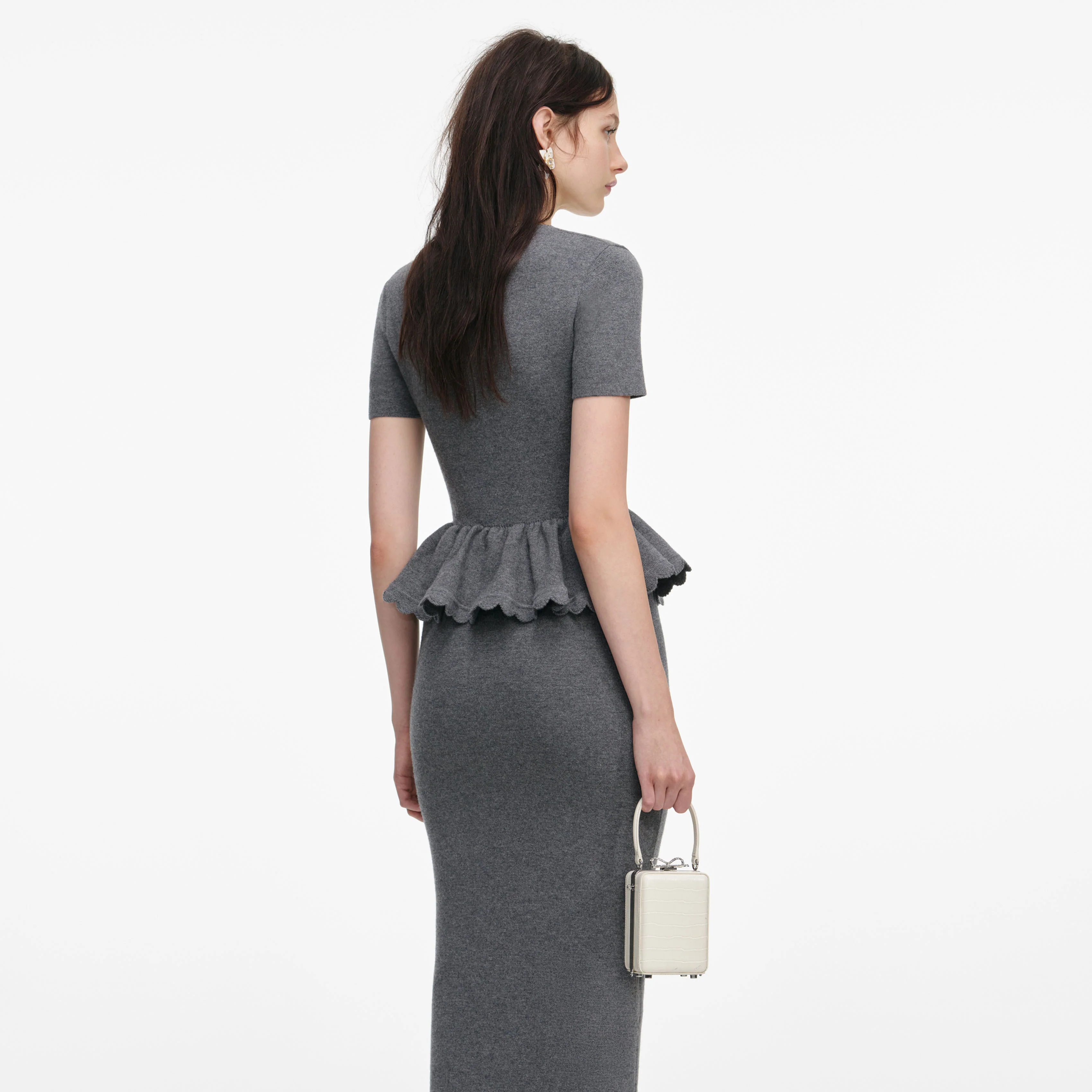 Cream Croc Leather Micro Bag - Image 6