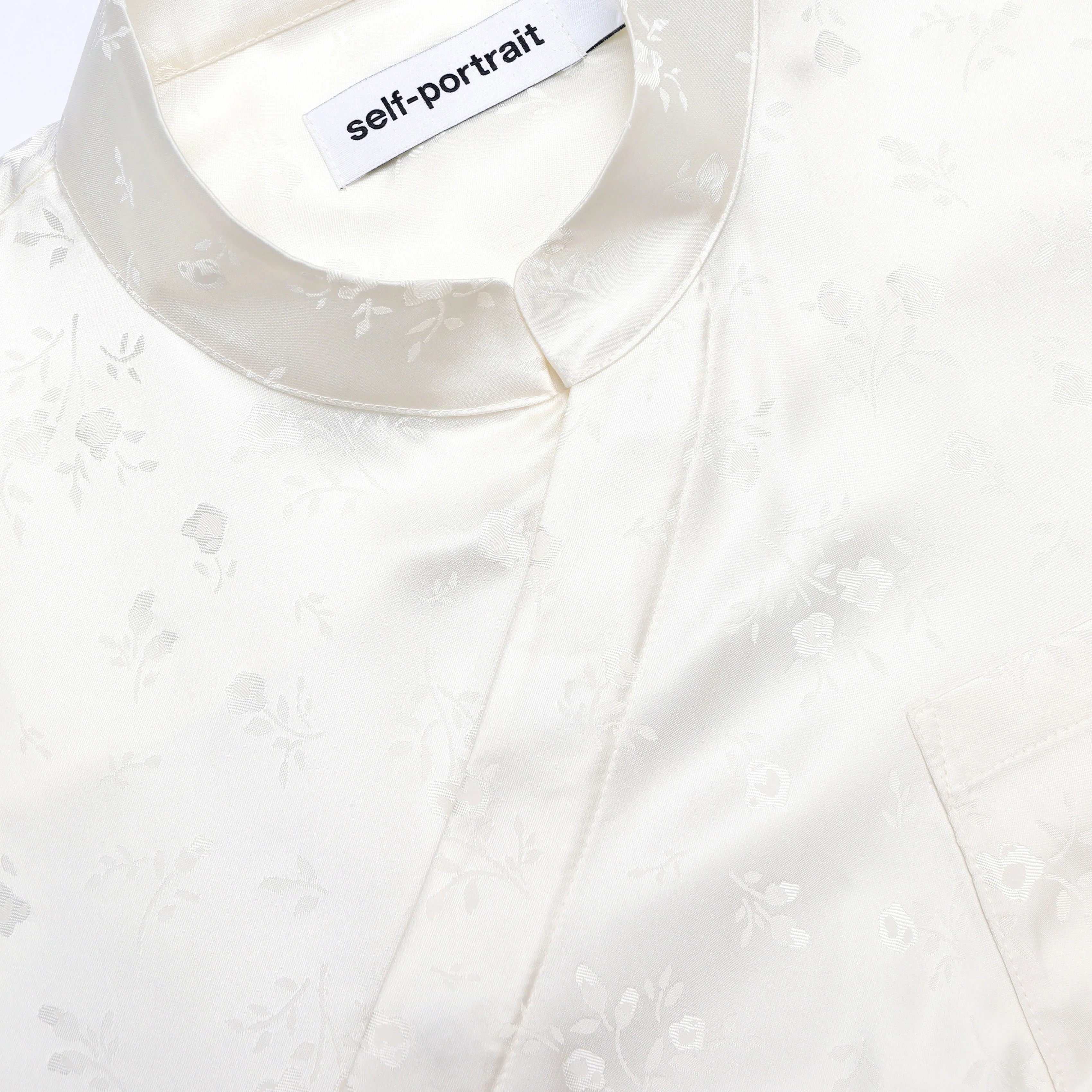 Cream Satin Jacquard Blouse - Image 5