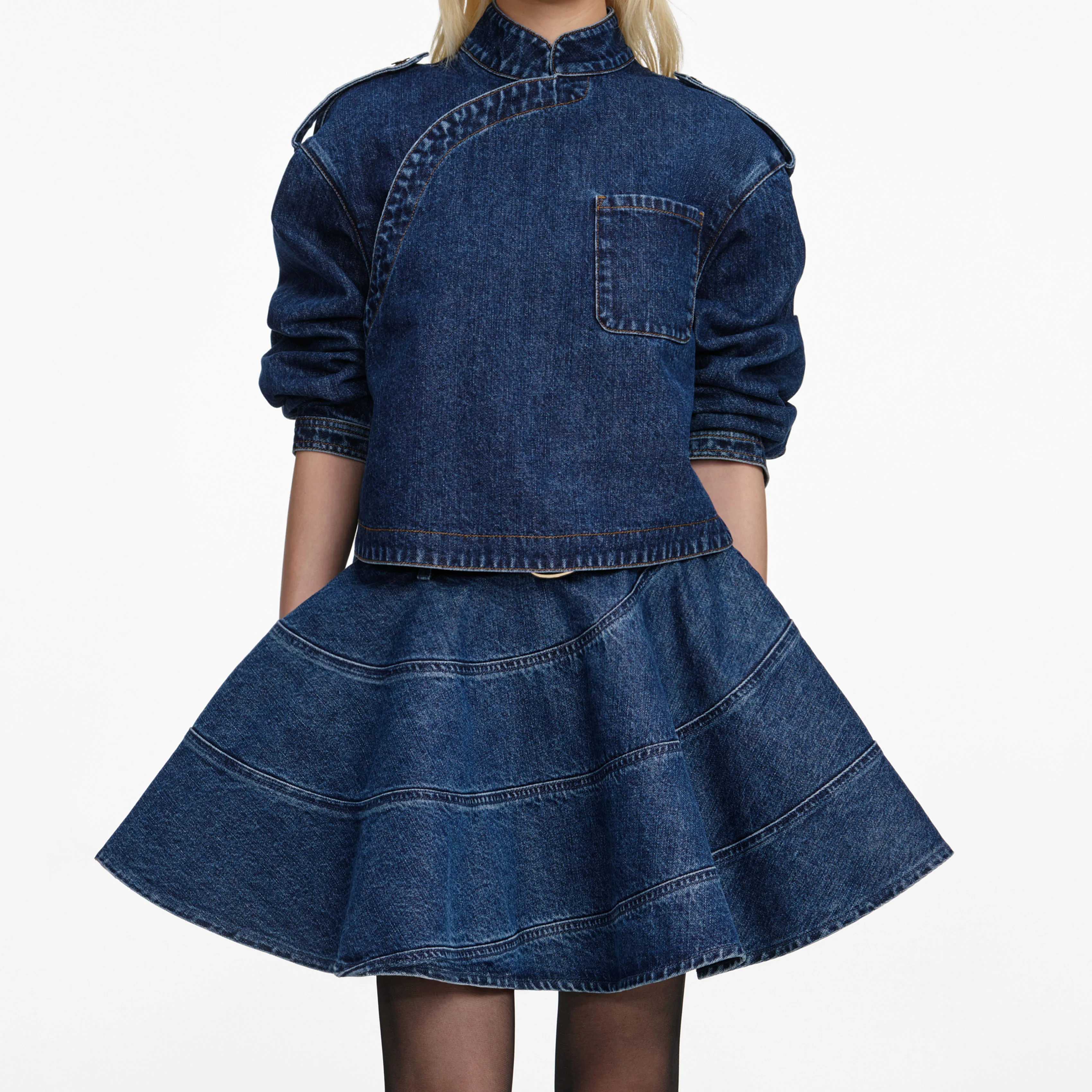 Denim Asymmetric Shirt - Image 4