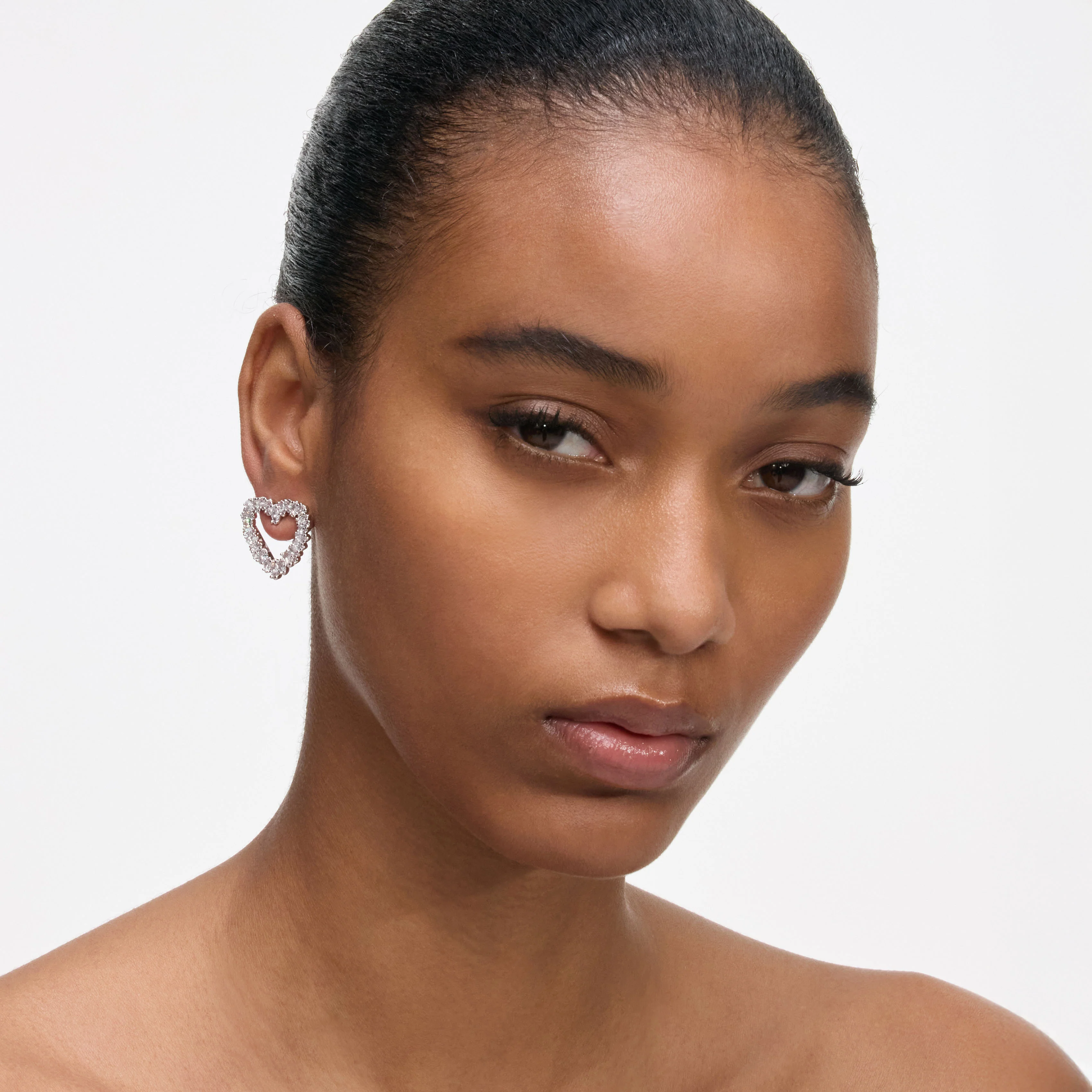 Mini Crystal Heart Earrings - Image 2