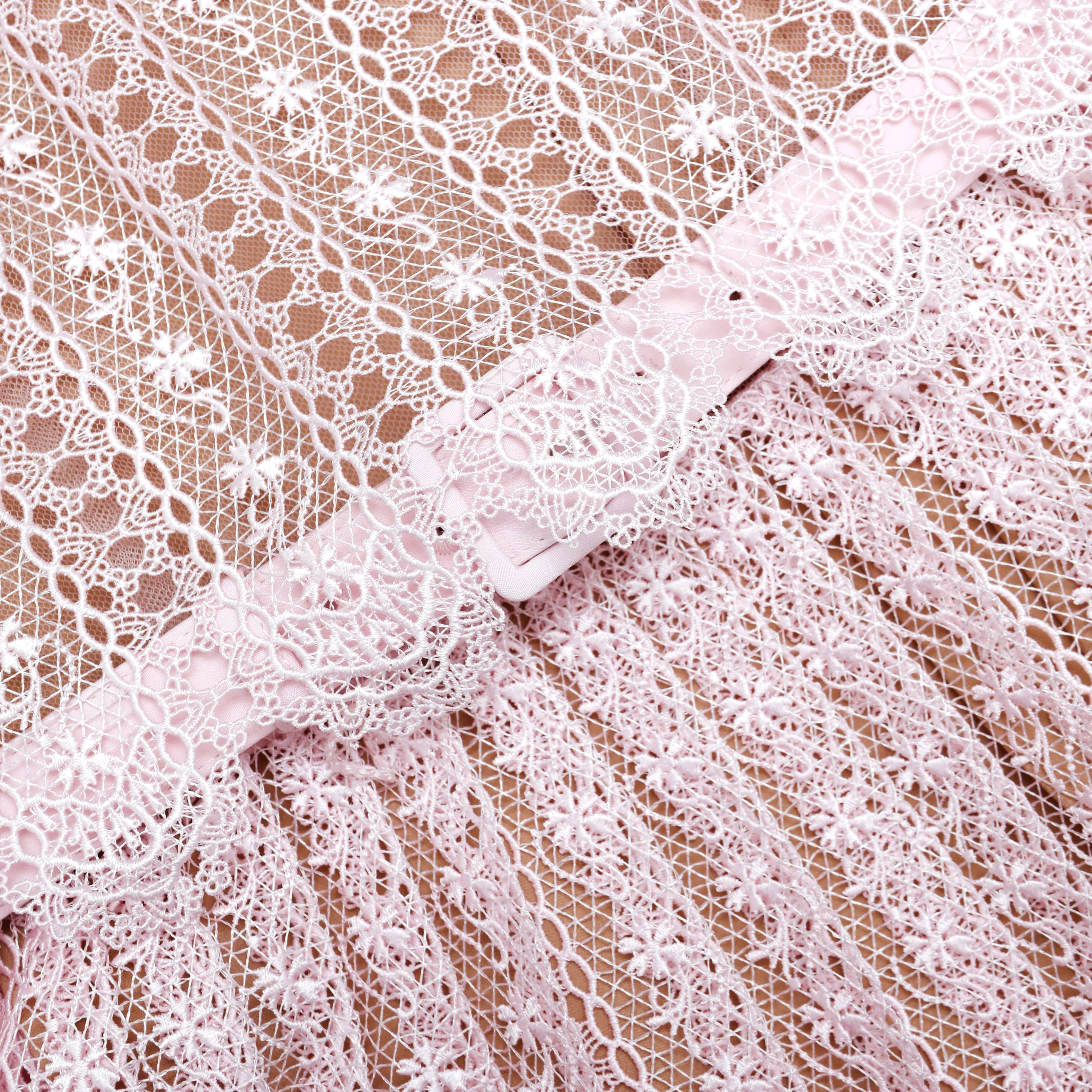Pink Organza Lace Maxi Dress - Image 5