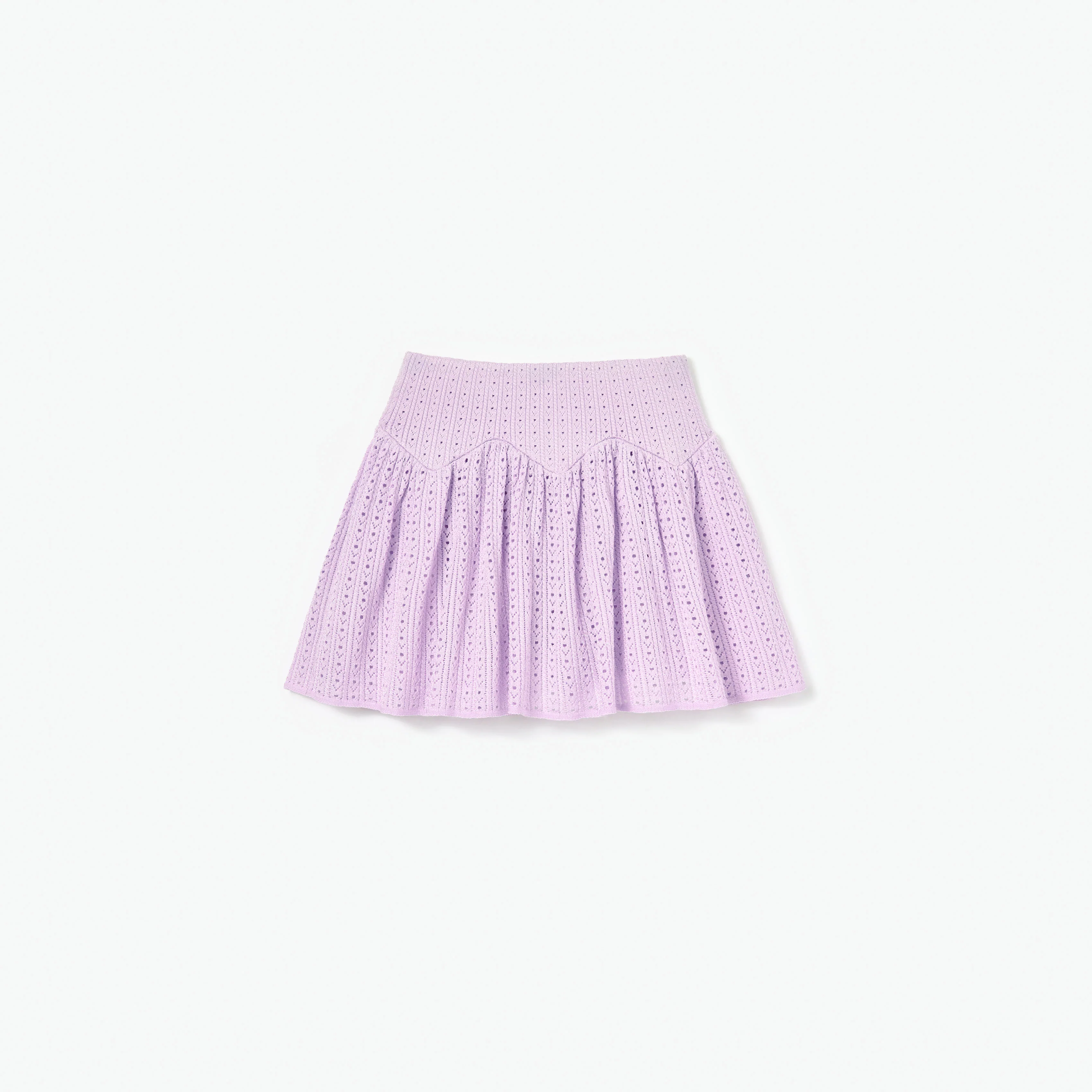 Pink Pointelle Ribbed Knit Skirt