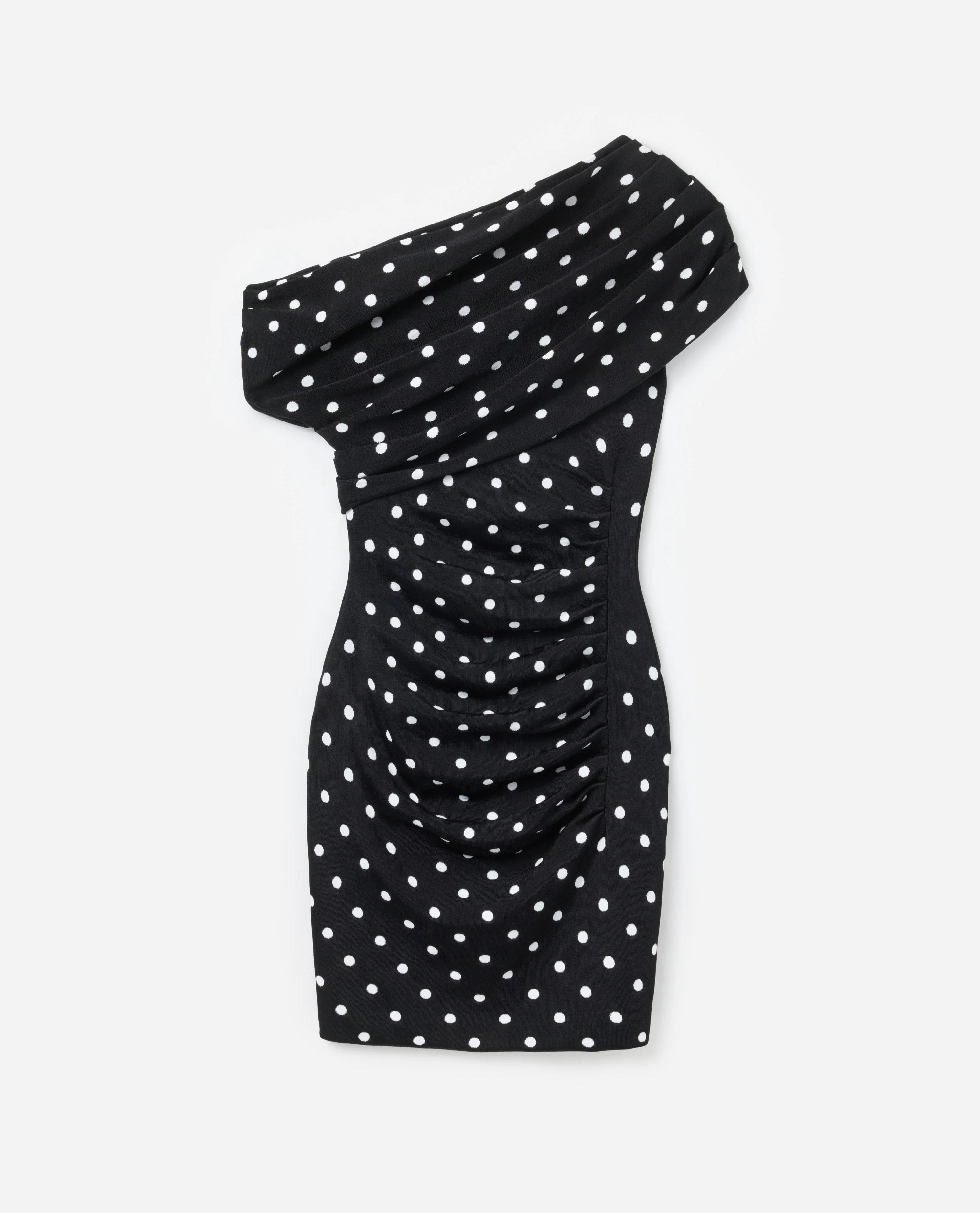 Polka Dot Draped Knit Mini Dress - Image 6