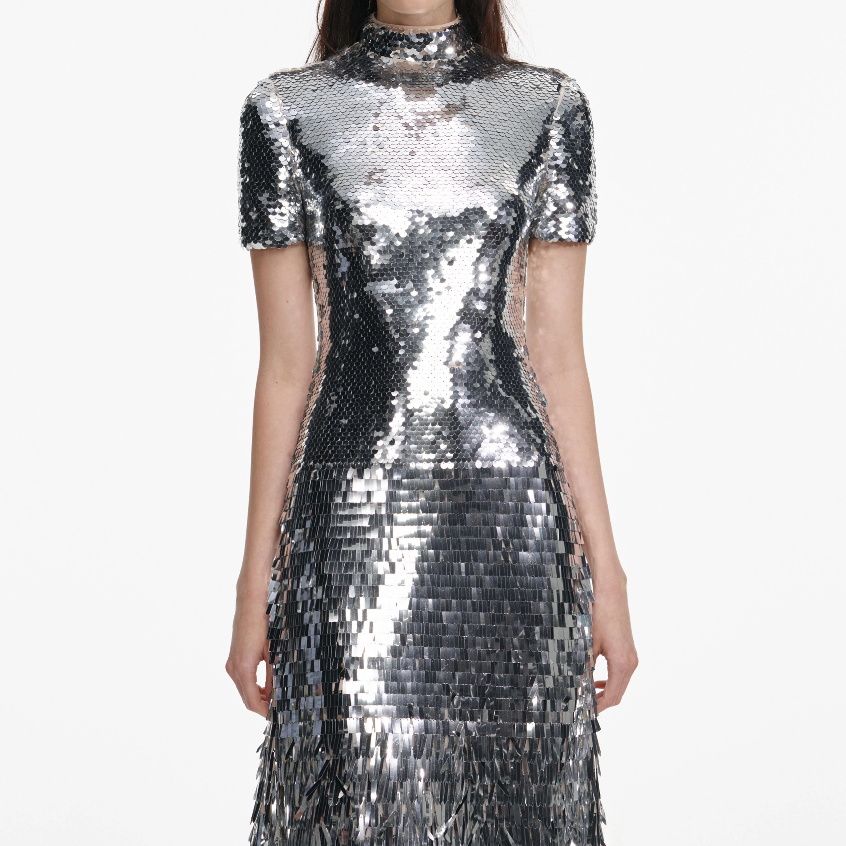 Silver Gradient Sequin Midi Dress - Image 4