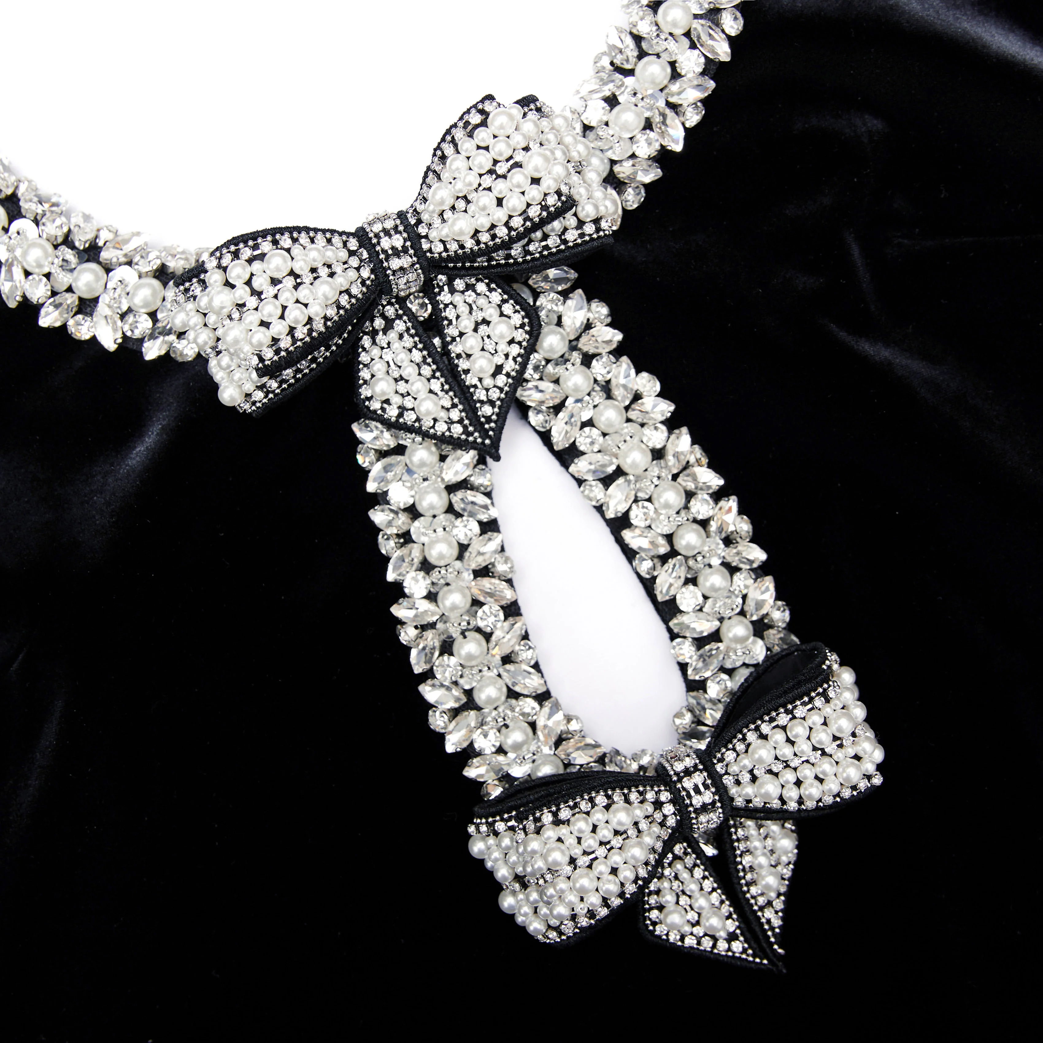 Black Velvet Bow Mini Dress - Image 5