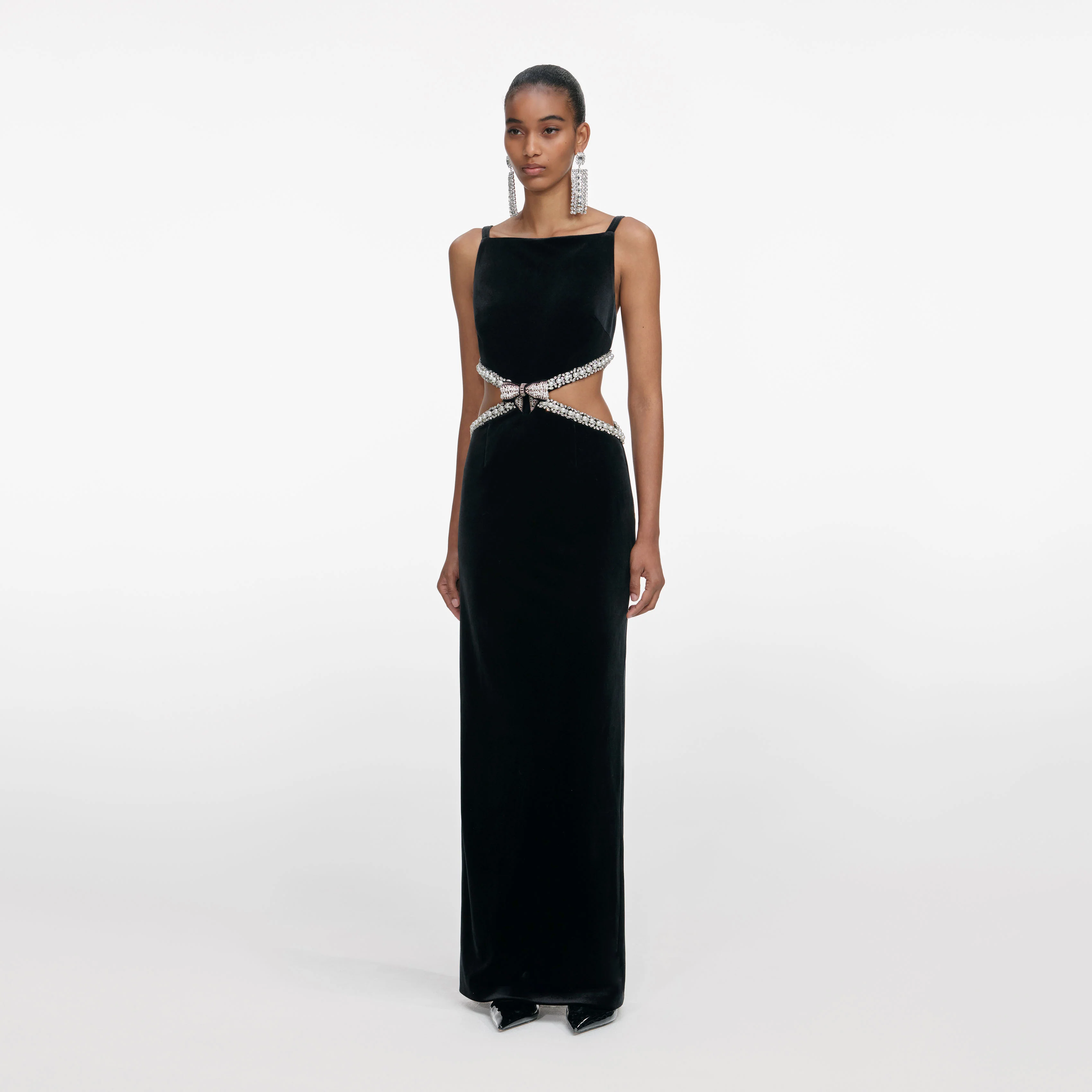 Black Velvet Cut Out Maxi Dress - Image 2
