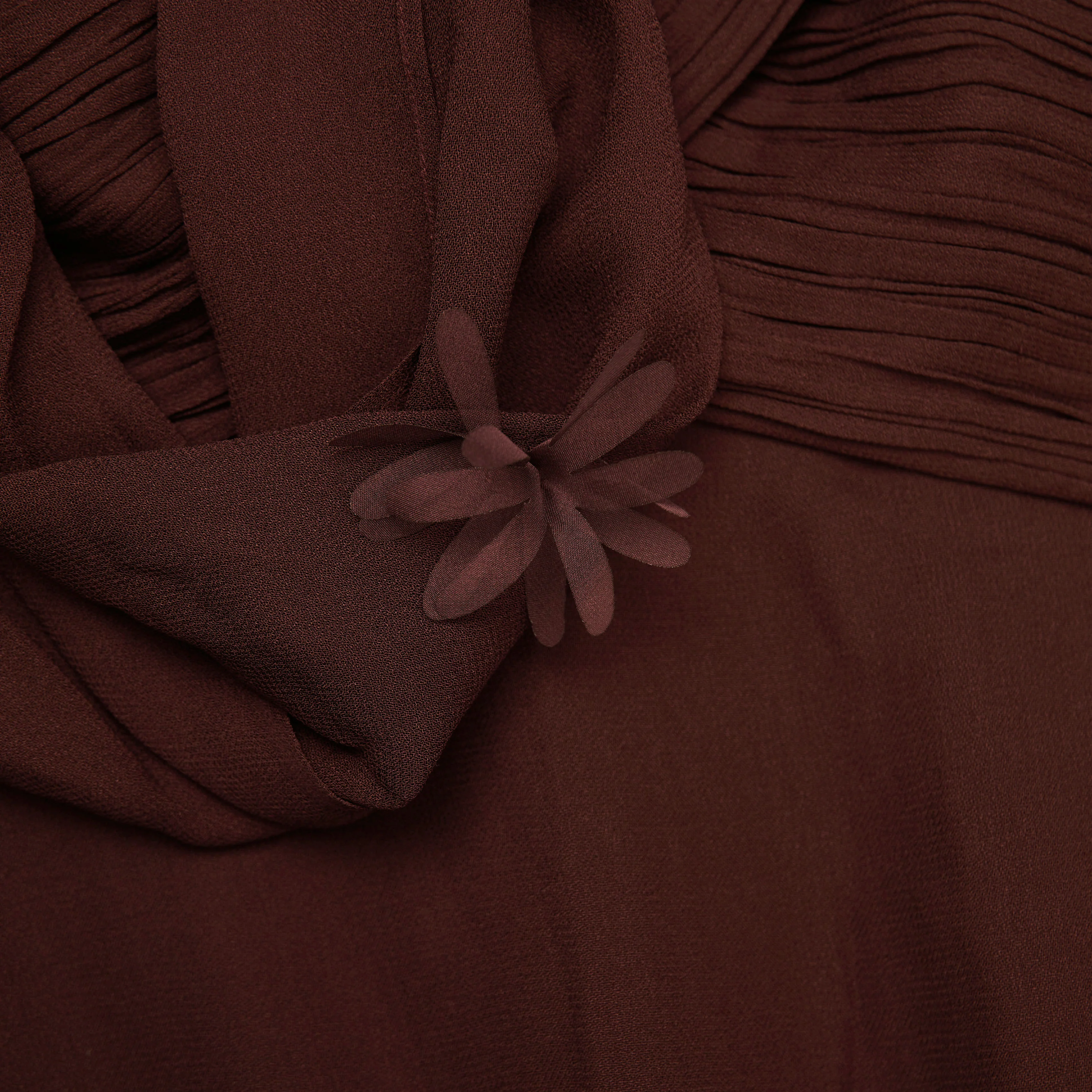 Brown Georgette Flower Maxi Dress - Image 5