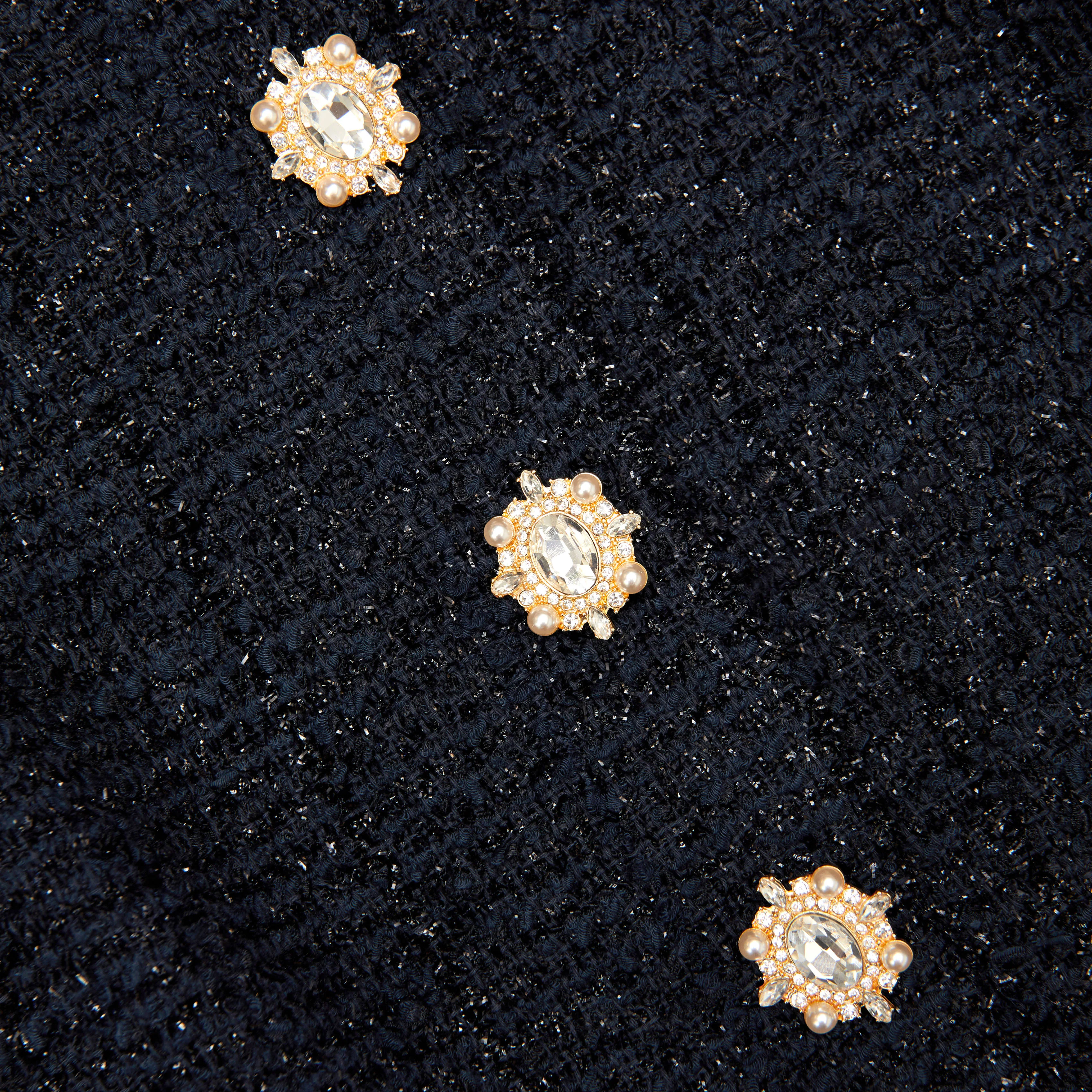 Navy Boucle Sleeveless Mini Dress - Image 5