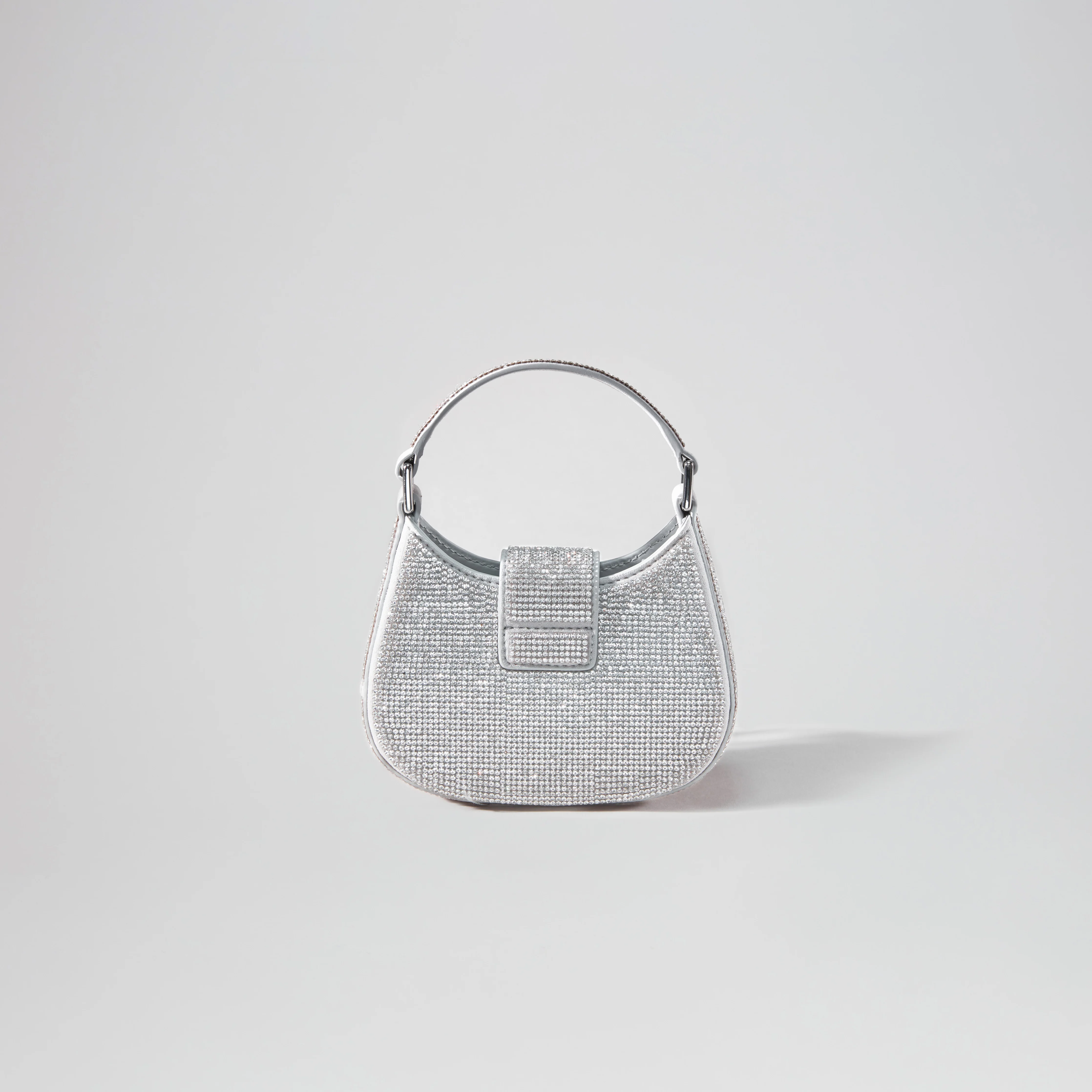 Silver Rhinestone Crescent Bow Micro Bag - Image 3