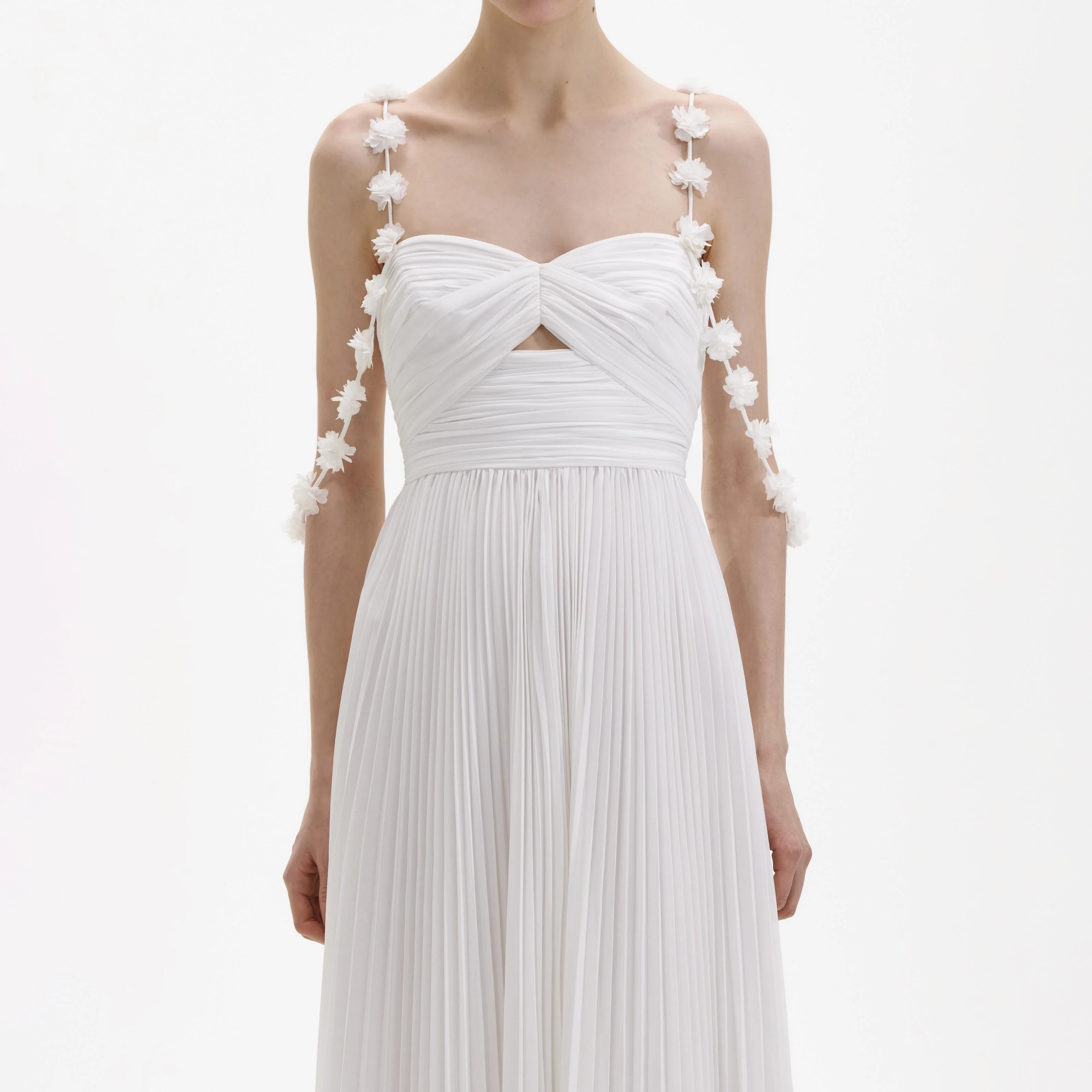 White Chiffon Flower Maxi Dress - Image 4