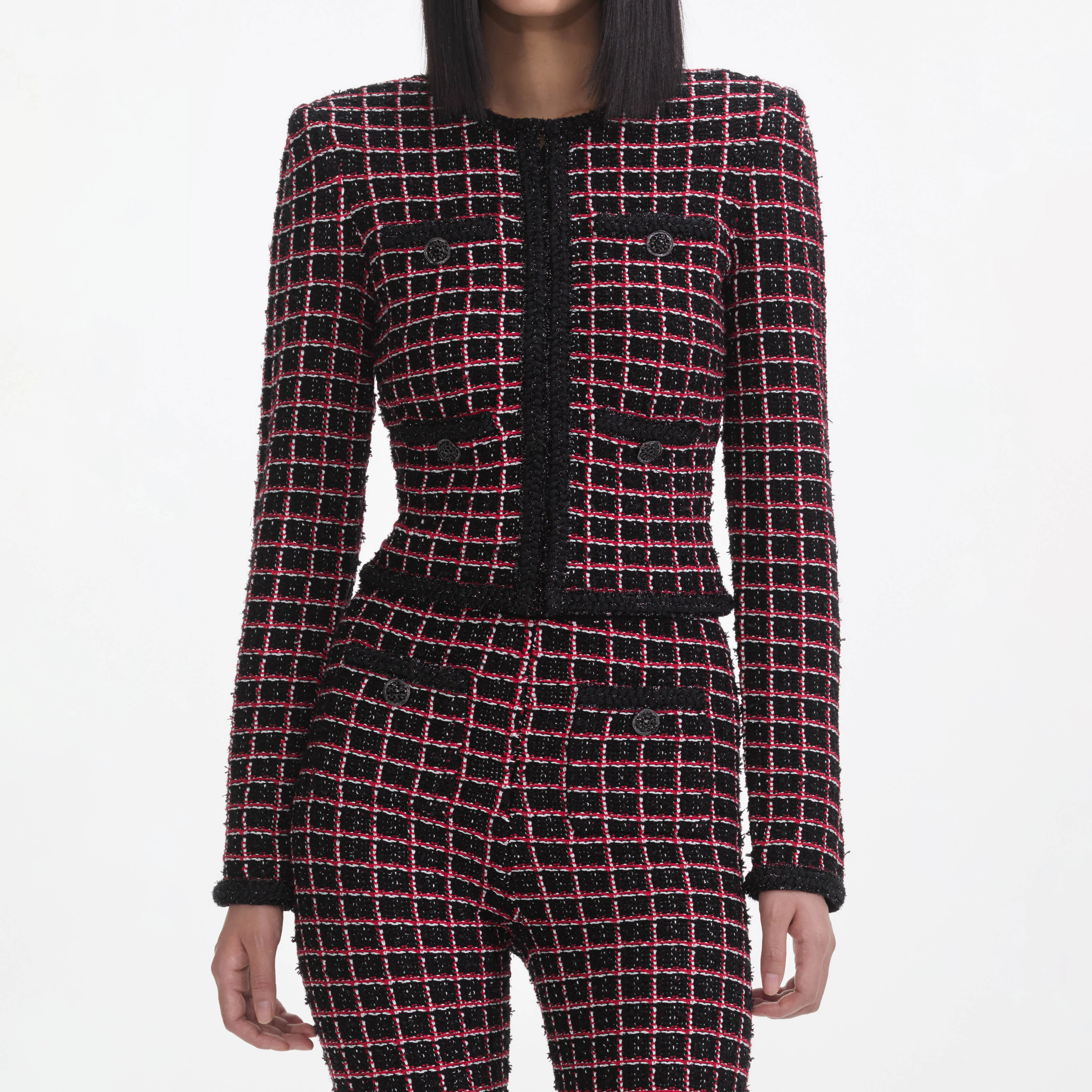 Black And Red Check Cardigan - Image 4