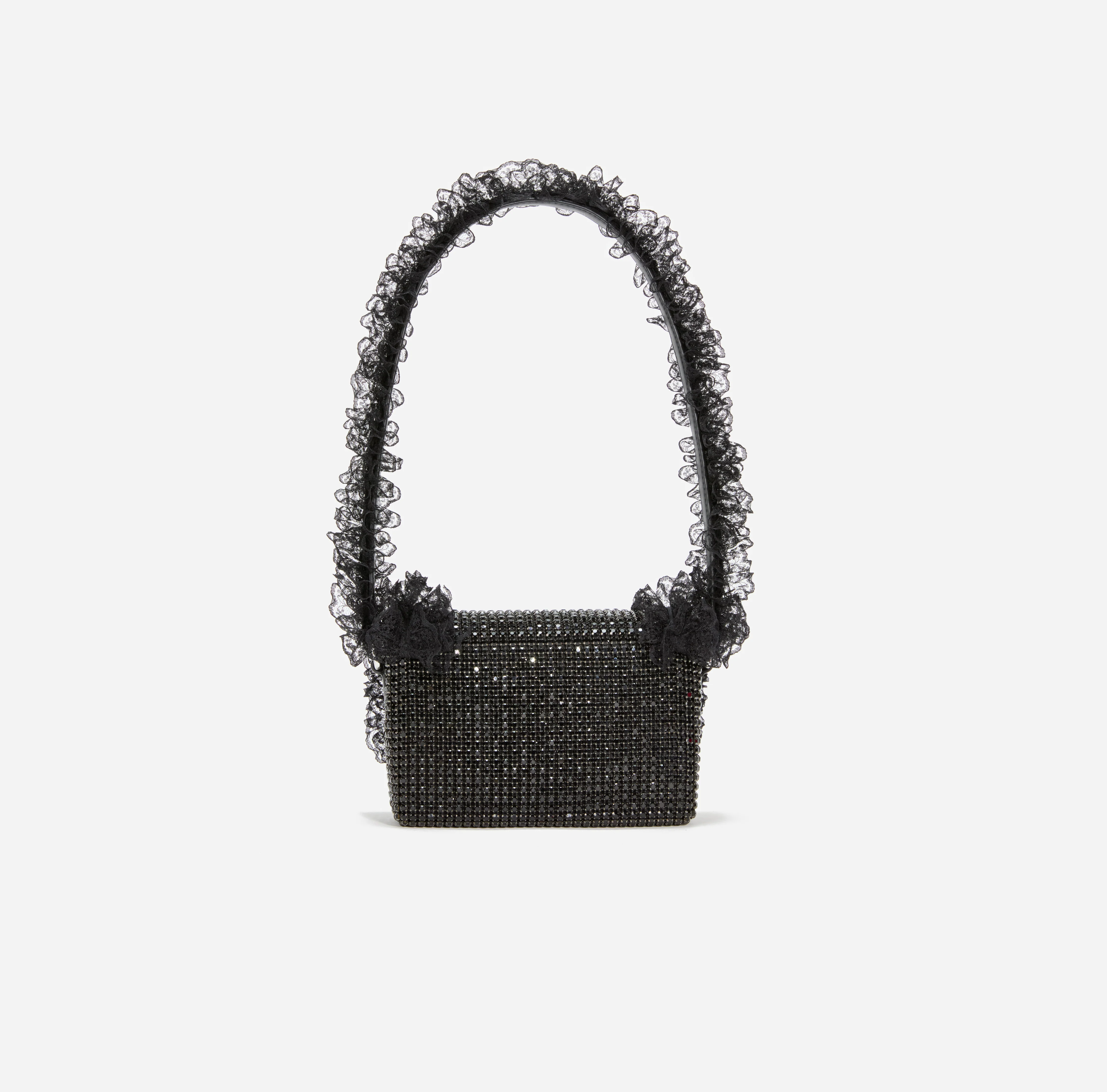 Black Crystal Lace Detail Bag - Image 3