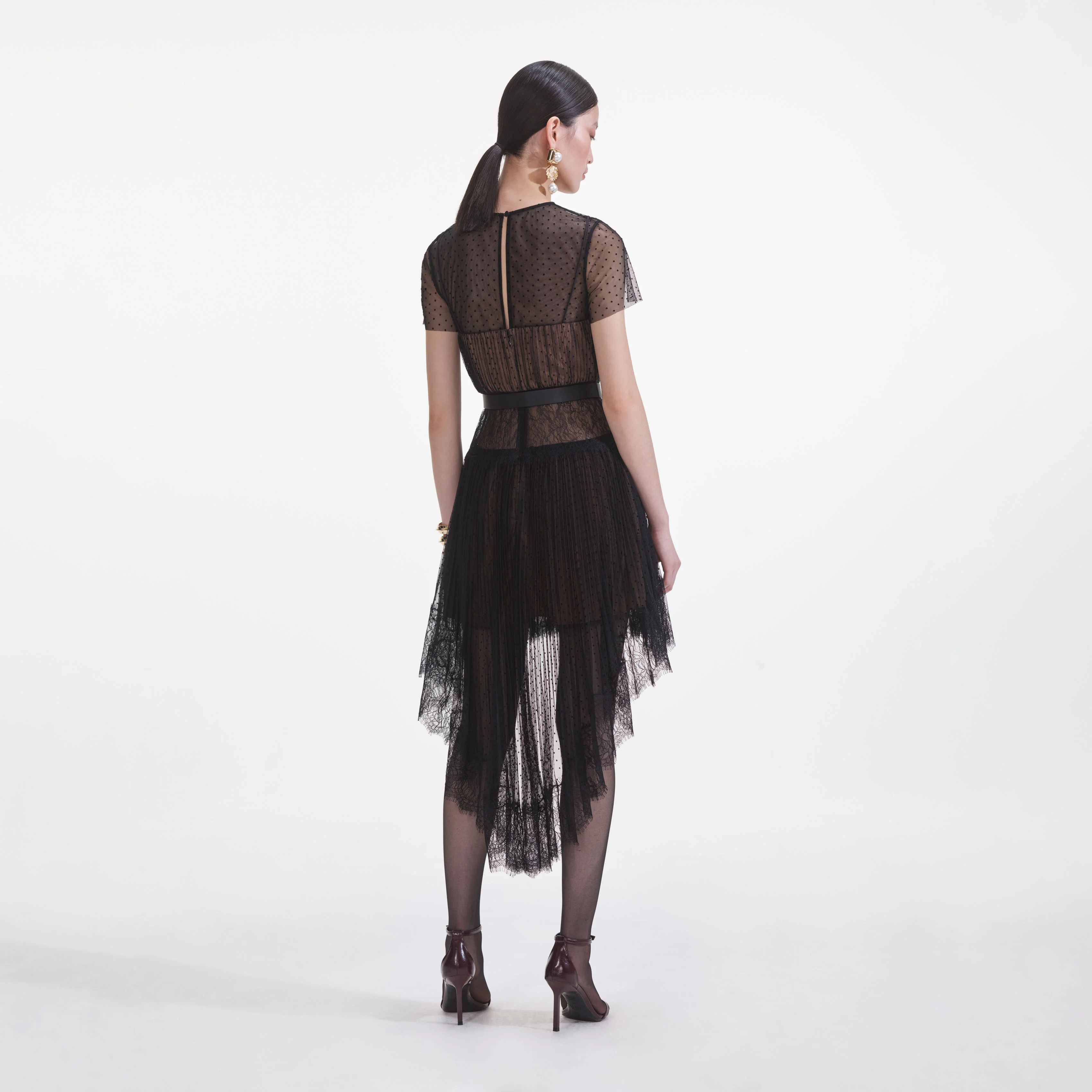 Black Dot Mesh Mini Dress - Image 3