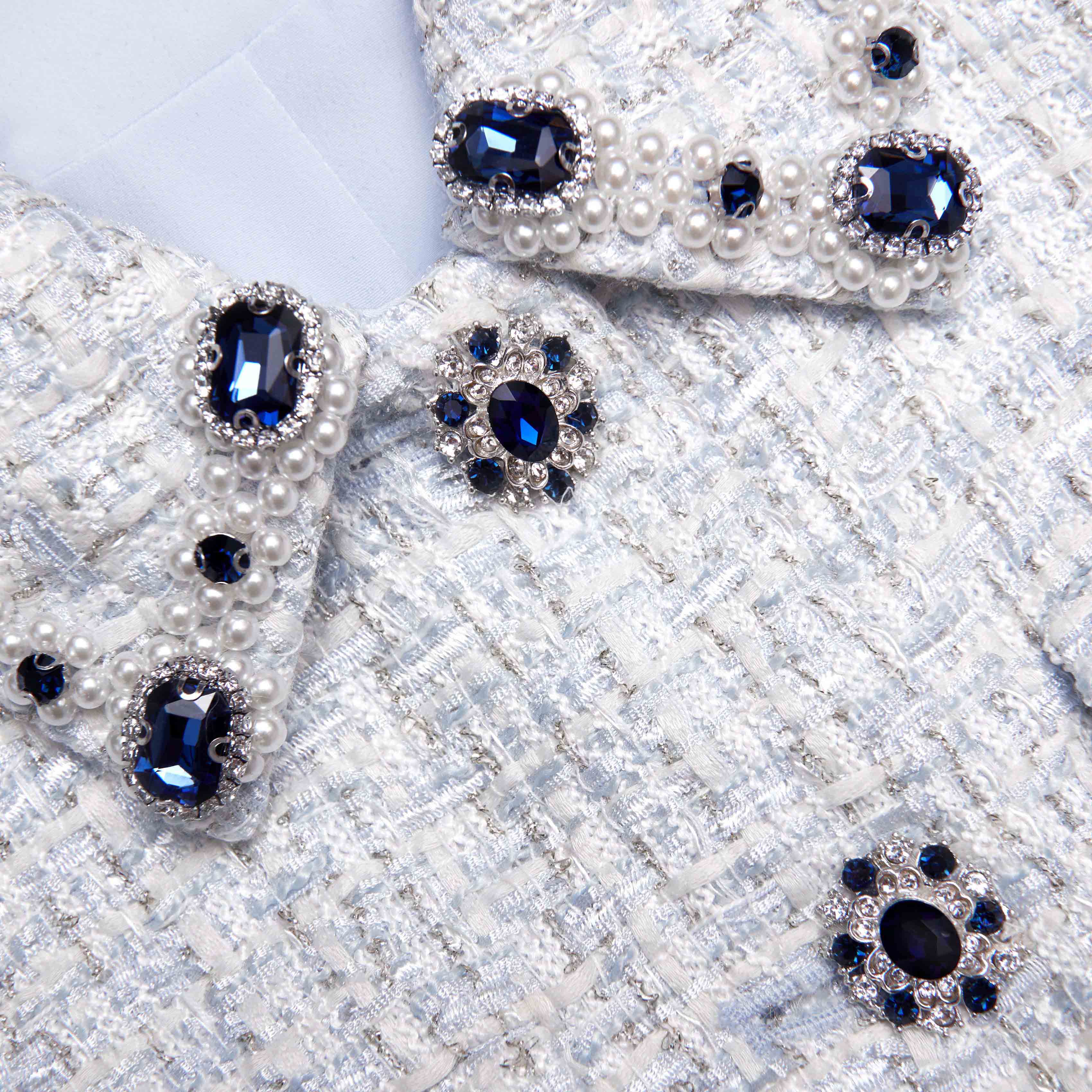 Blue Boucle Mini Dress - Image 5