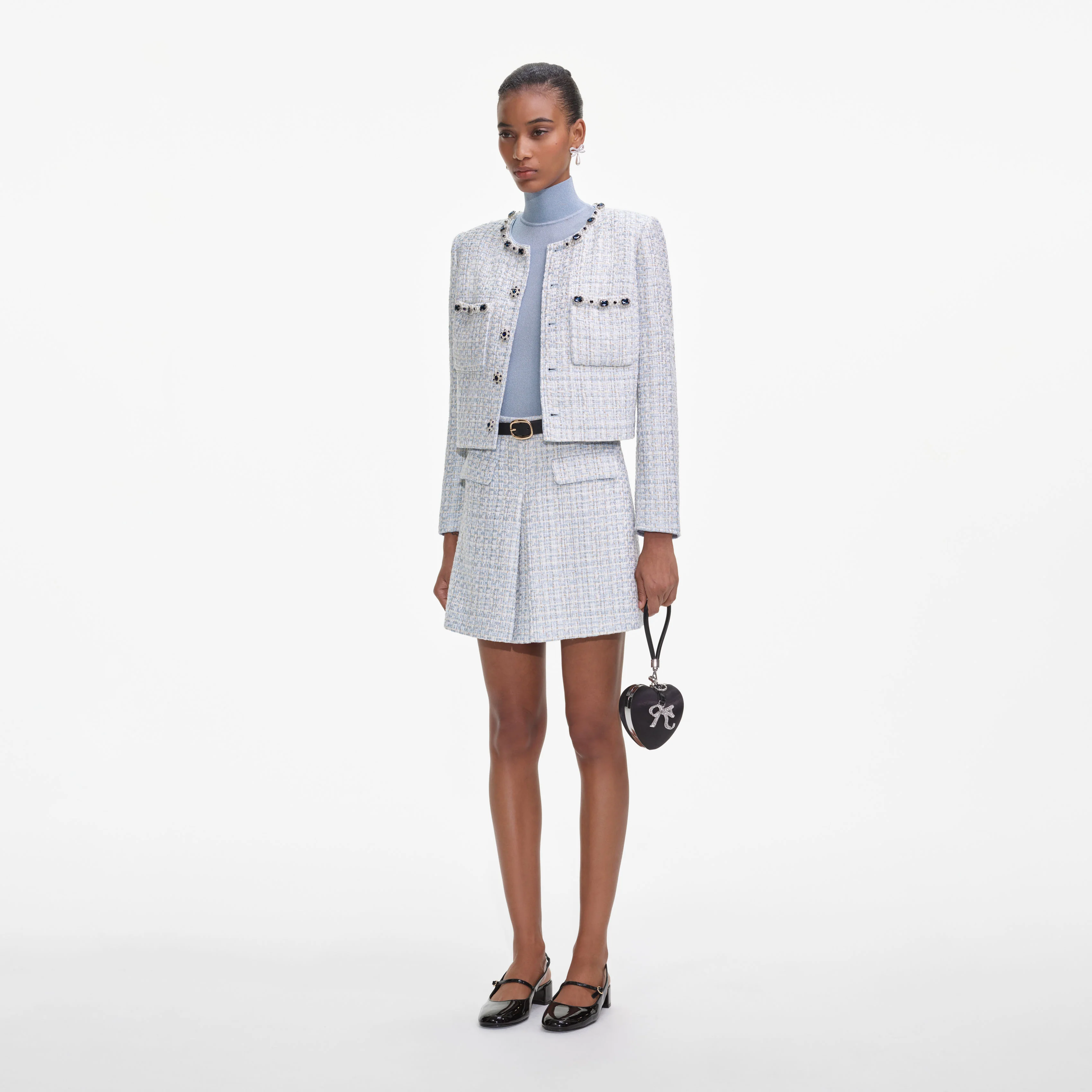 Blue Boucle Mini Skirt - Image 2